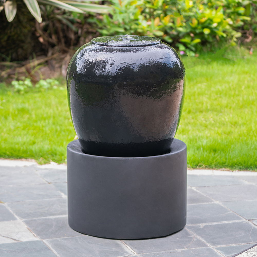 Heavy Outdoor Cement Fountain Antique, Cute Unique Urn Design Water Feature For Home Garden - Best Buy Furniture