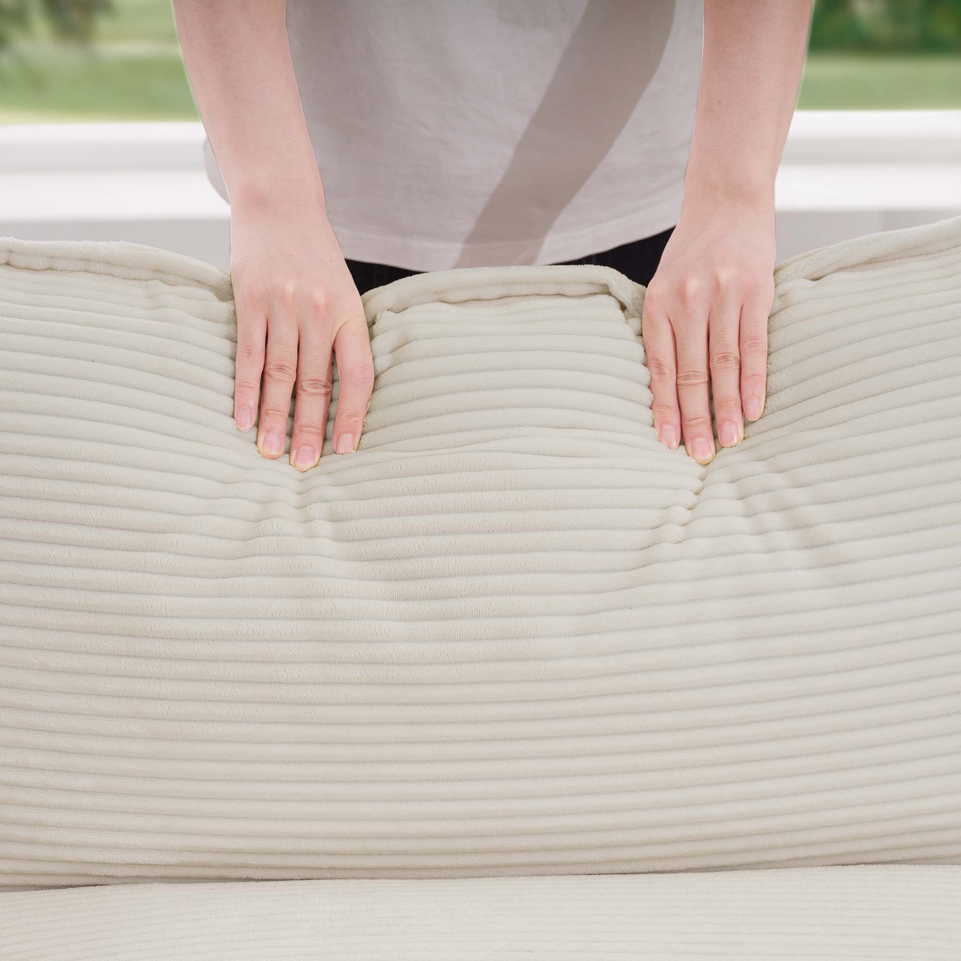 Elegant Corduroy Oversized Sectional Sofa Set With Deep Seats And Flexible Layout - Best Buy Furniture