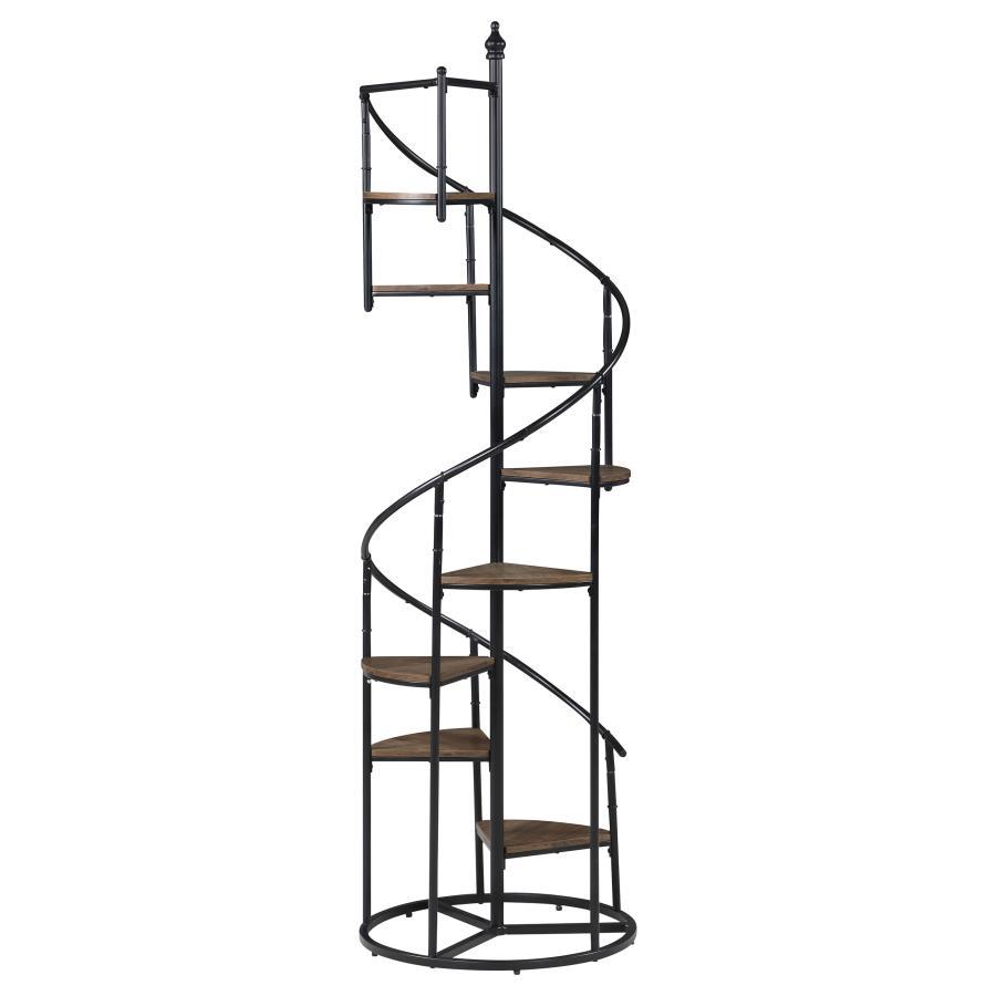 Roseglen - 8-Shelf Staircase Bookshelf - Rustic Brown - Best Buy Furniture
