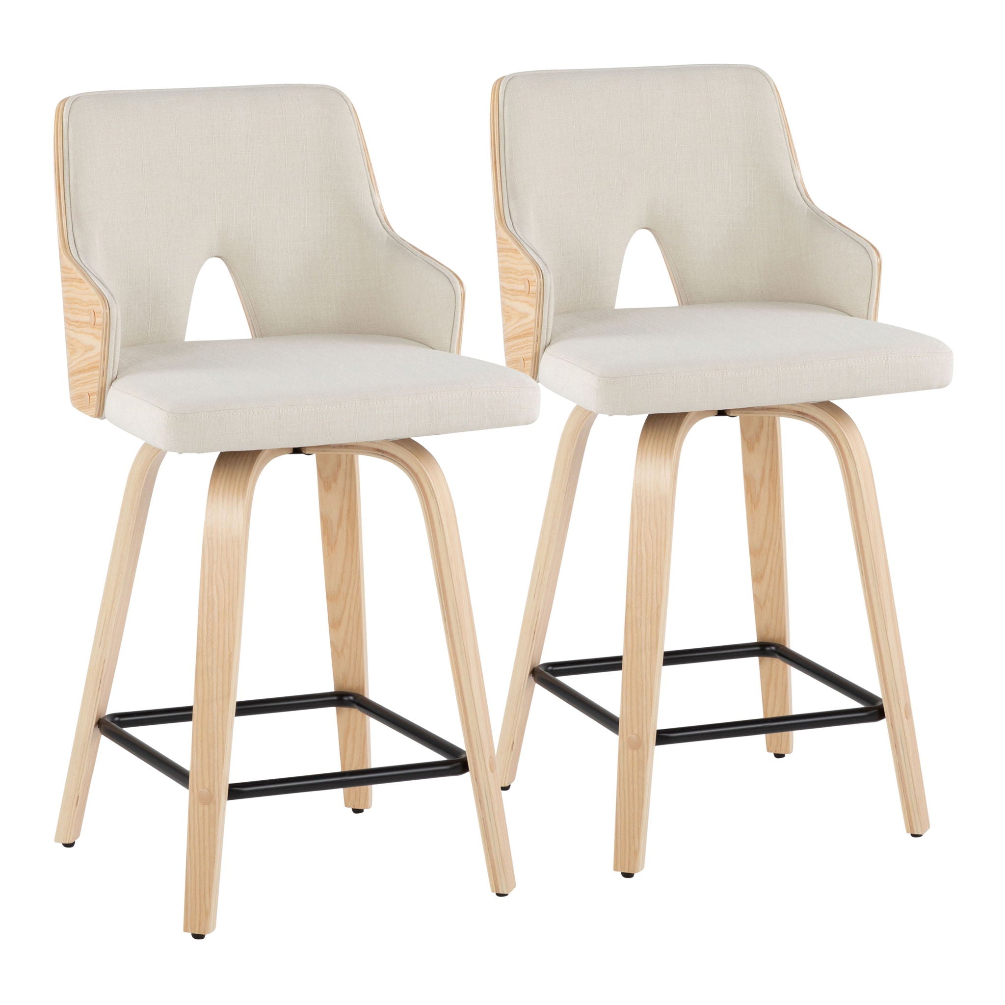 Stella - Contemporary Fixed Height Counter Stool With Swivel Square Footrest (Set of 2) - Best Buy Furniture