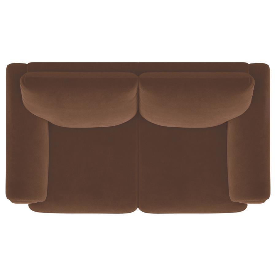 Selma - Velvet Upholstered Crescent Arm Loveseat - Rust - Best Buy Furniture