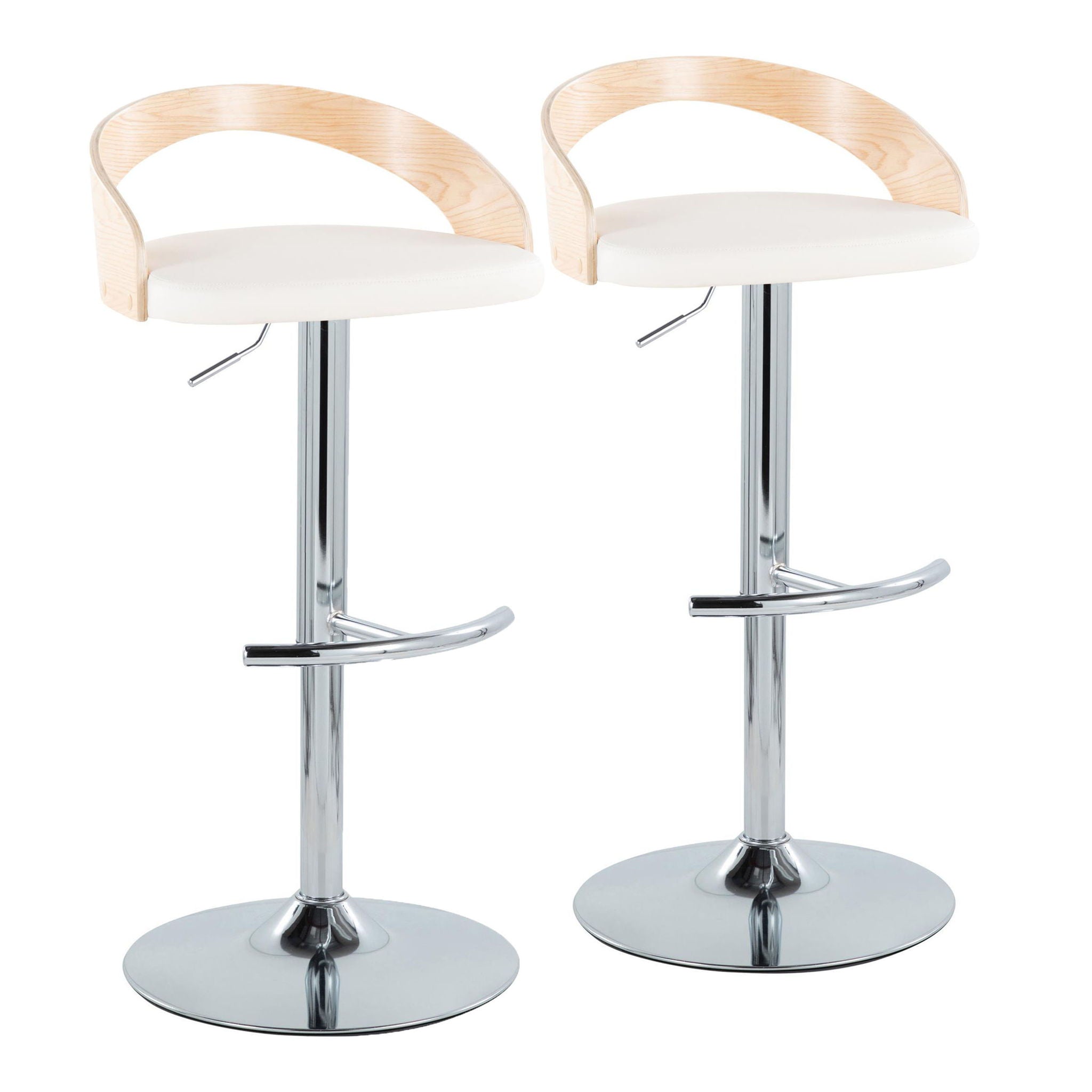 Grotto - Contemporary Adjustable Barstool, Swivel With Rounded T Footrest (Set of 2) - Best Buy Furniture