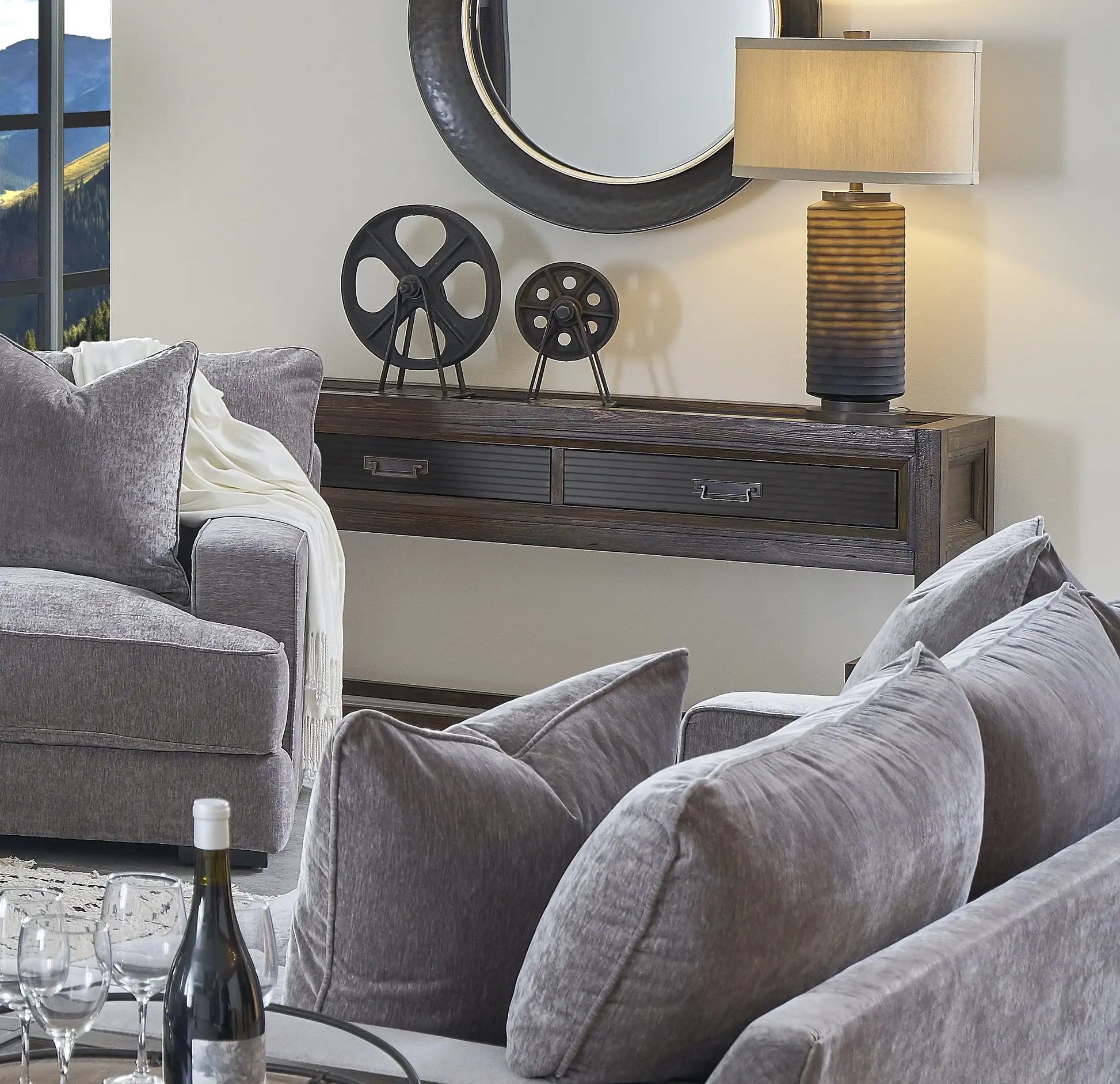 Branson - 2 Drawer Sofa Table, Two Tone - Brown - Best Buy Furniture