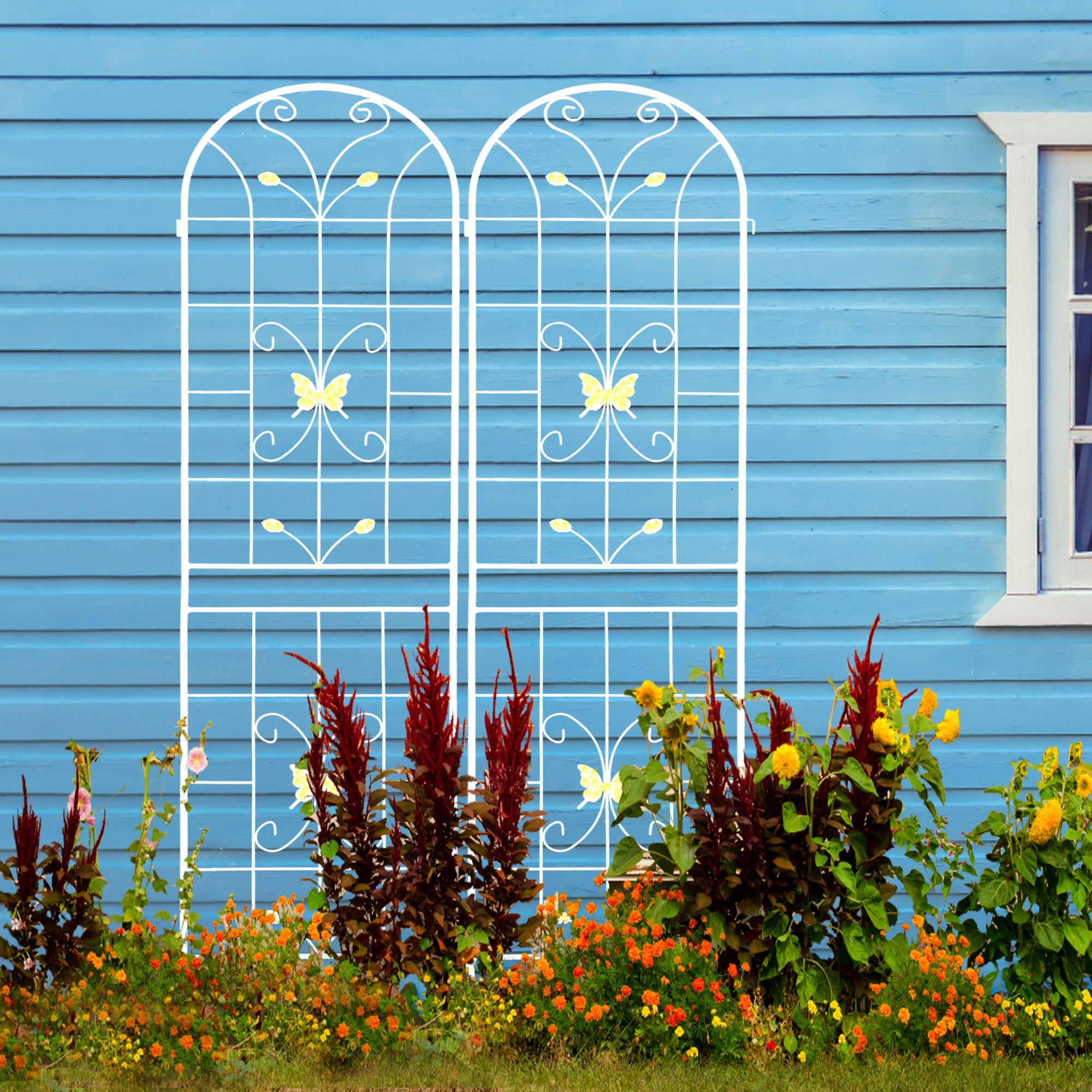 Garden Metal Trellis Rustproof Trellis For Climbing Plants Outdoor Flower Support - Best Buy Furniture