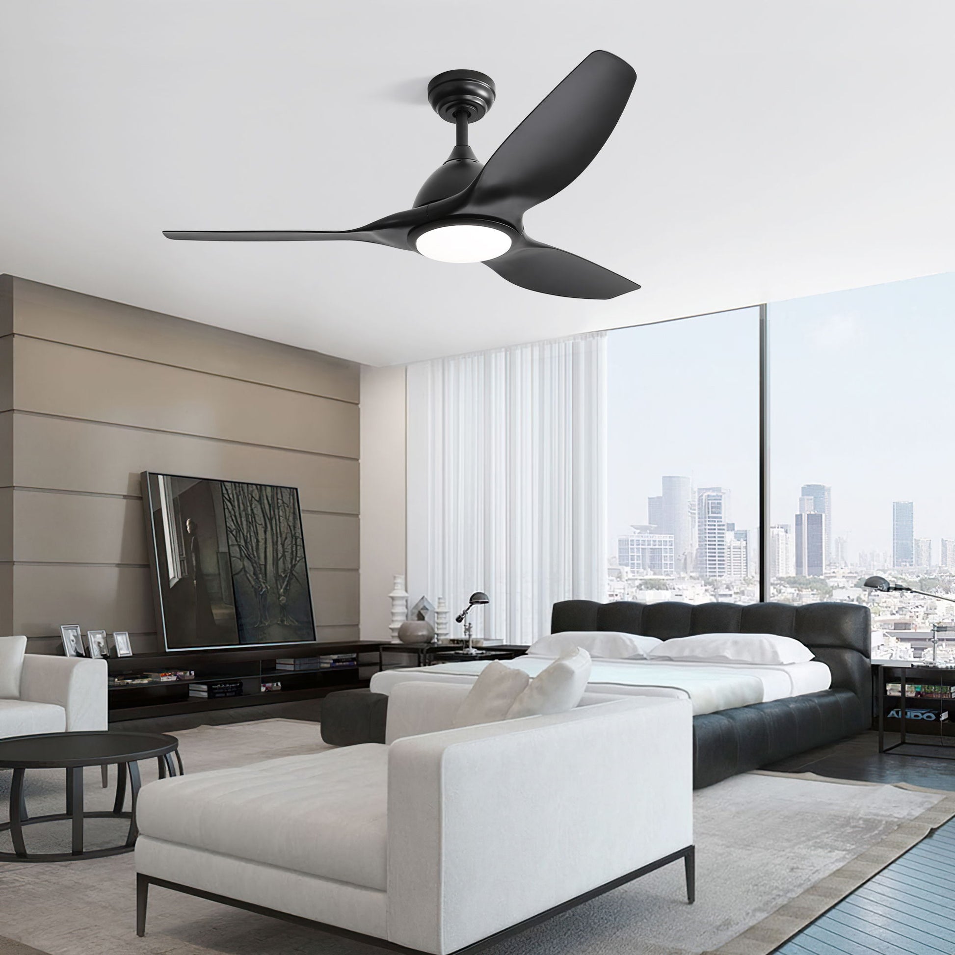 Modern Ceiling Fan With 22W Led Light, 3 ABS Fan Blades Dc Motor Ceiling Fan For Bedroom Living Room - Best Buy Furniture