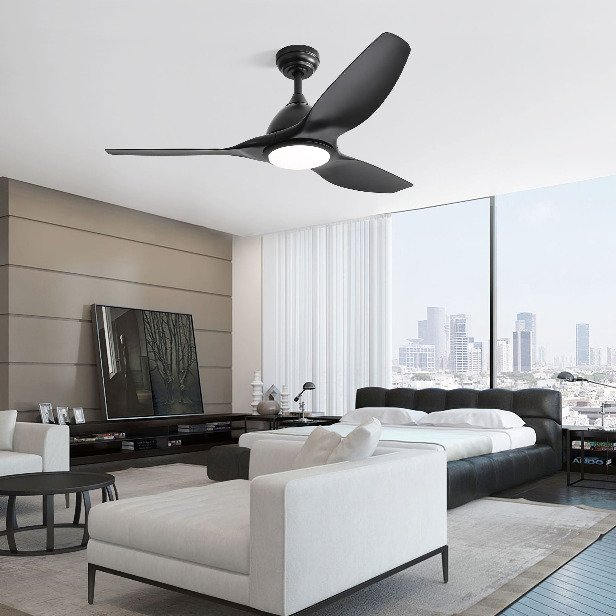 Modern Ceiling Fan With 22W Led Light, 3 ABS Fan Blades Dc Motor Ceiling Fan For Bedroom Living Room - Best Buy Furniture