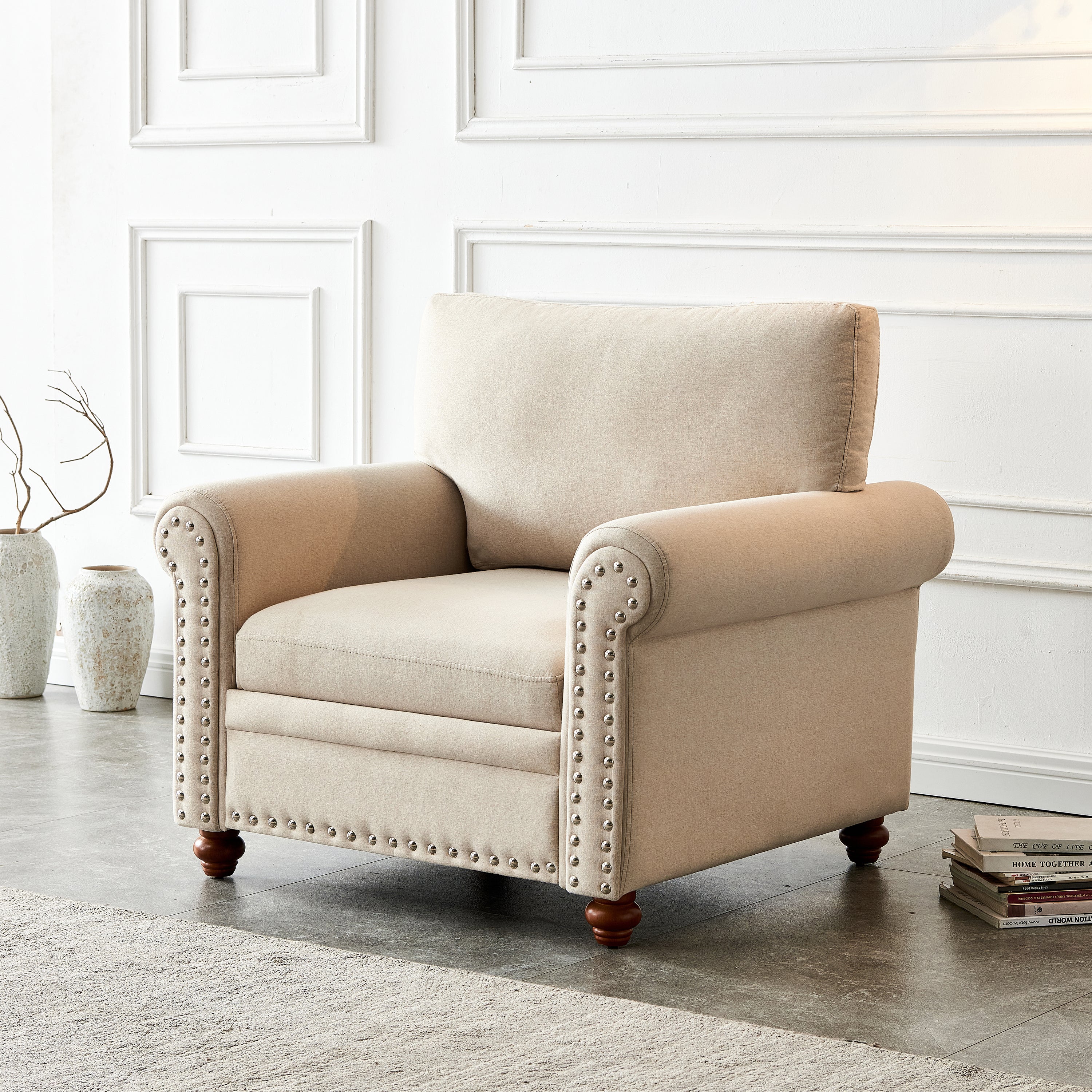 Living Room Sofa Single Seat Chair, Beige - Best Buy Furniture