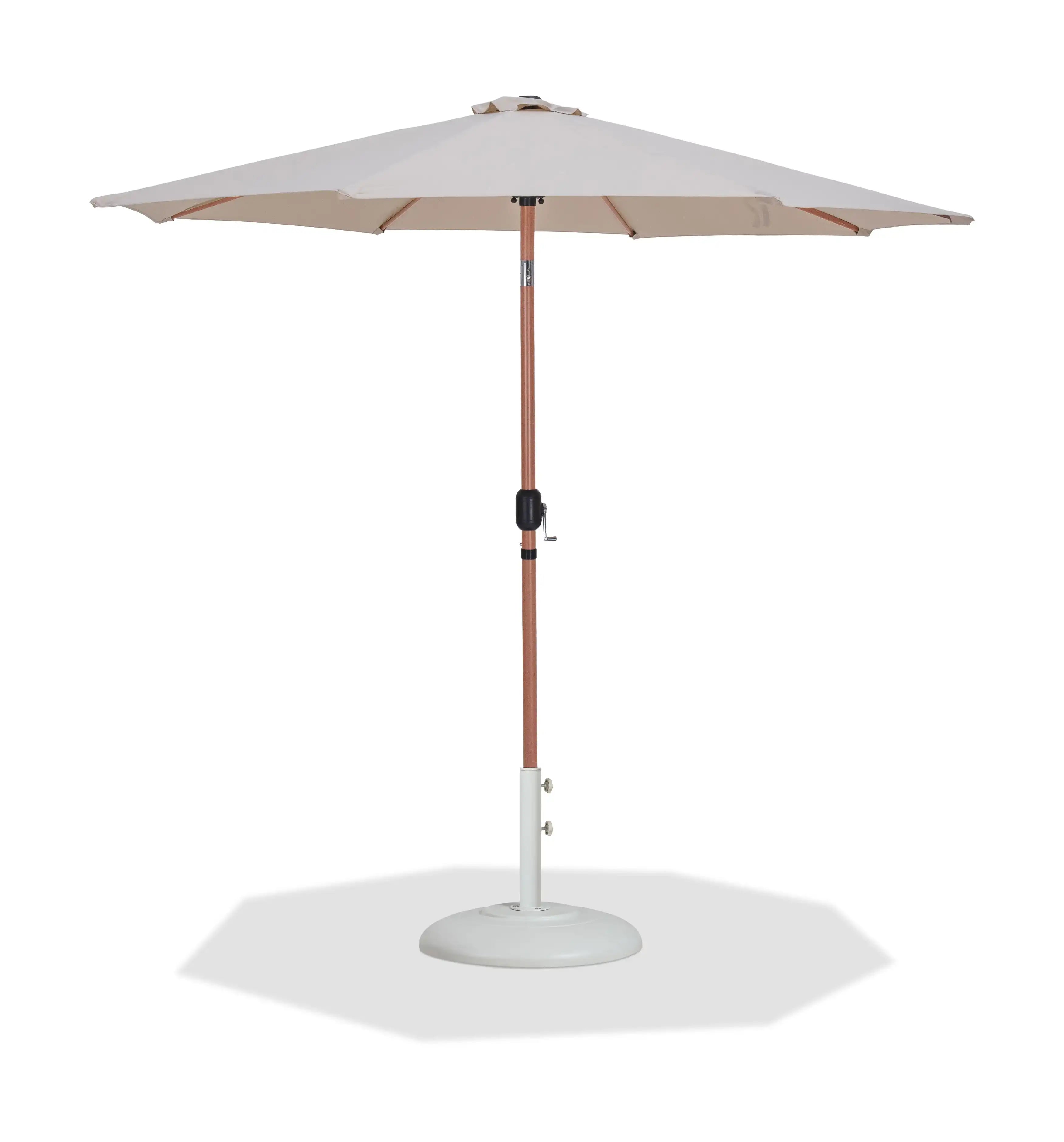 Fiji - Aluminum Patio Umbrella With Round White And Teak Base - Best Buy Furniture