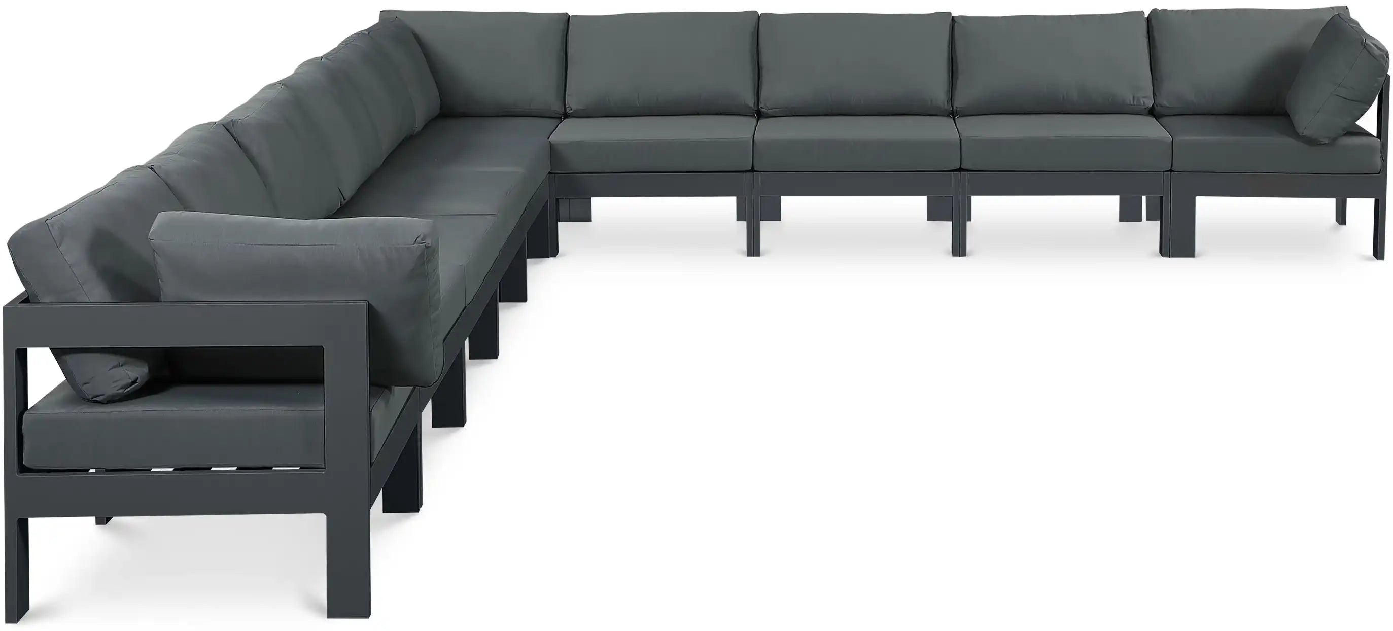 Nizuc - Outdoor Patio 10 Piece Modular Sectional With Gray Frame - Best Buy Furniture