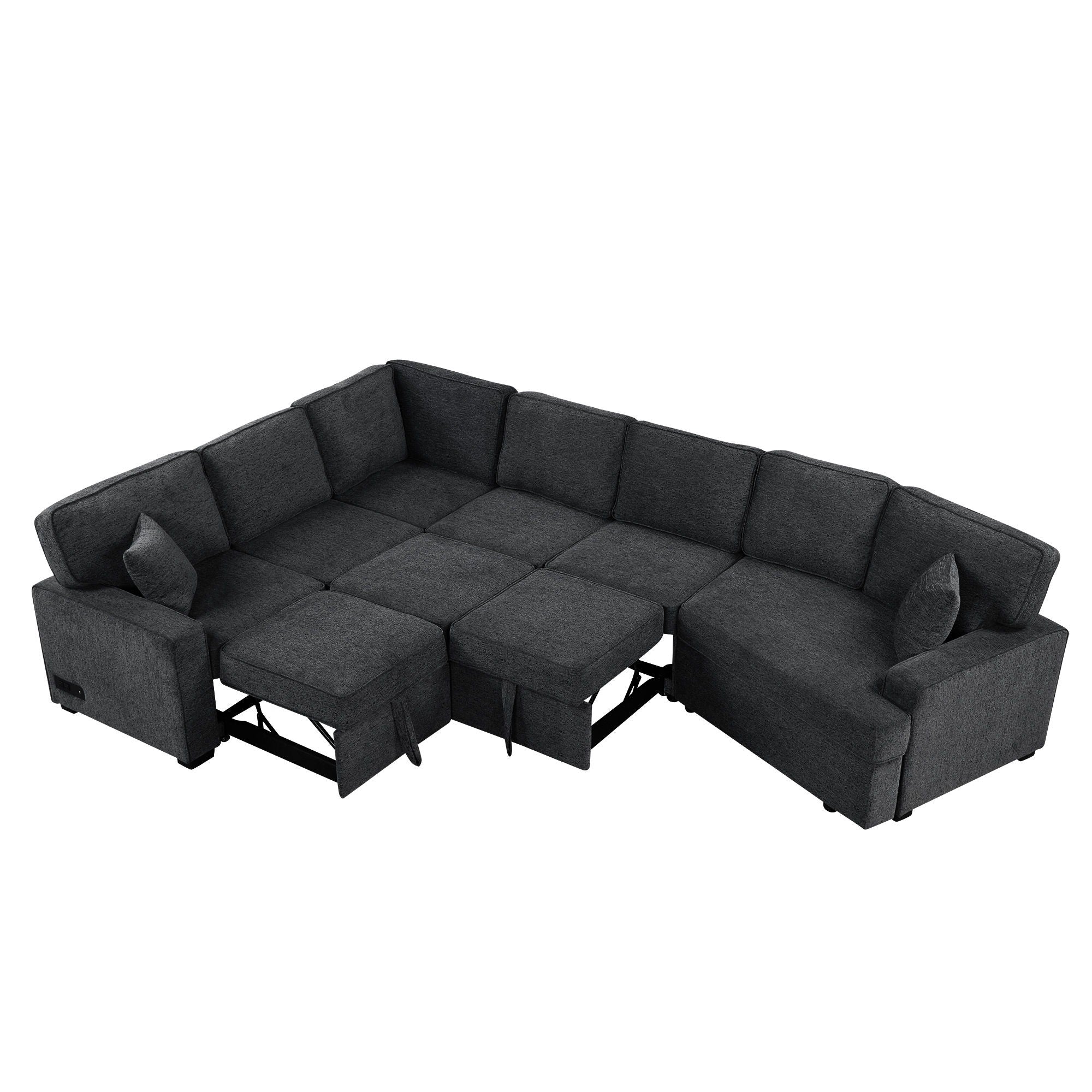 L-Shaped Sofa Sectional Sofa Couch Pull-Out Sofa Bed With Charging Devices And Cup Holders For Living Room - Best Buy Furniture