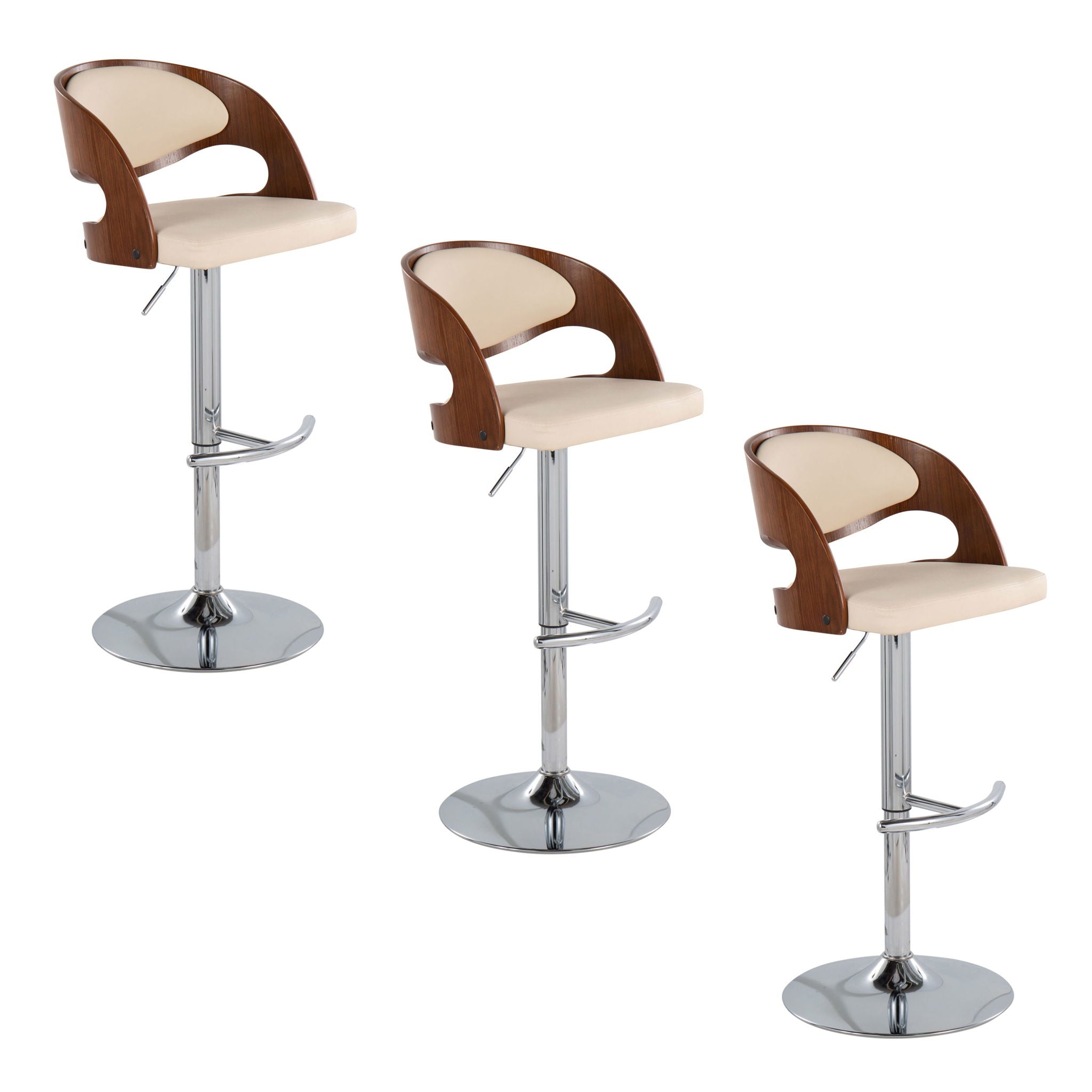Pino - Mid Century Modern Adjustable Barstool & Swivel With Rounded T Footrest (Set of 2) - Best Buy Furniture