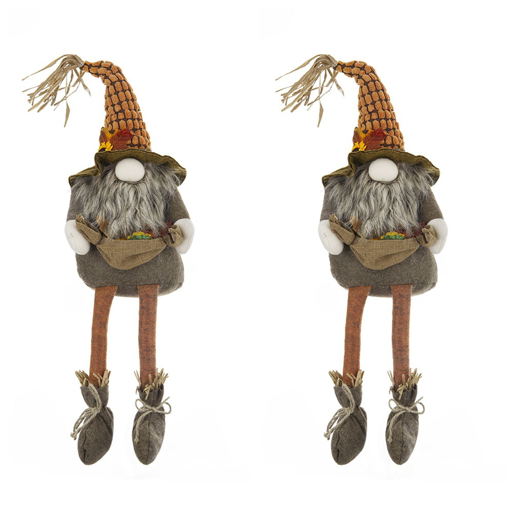 Sitting Gnome With Maple Leaf, For Holiday Harvest Festival Fall Festival & Thanksgiving Table Decorations (Set of 2) - Orange Multi - Best Buy Furniture