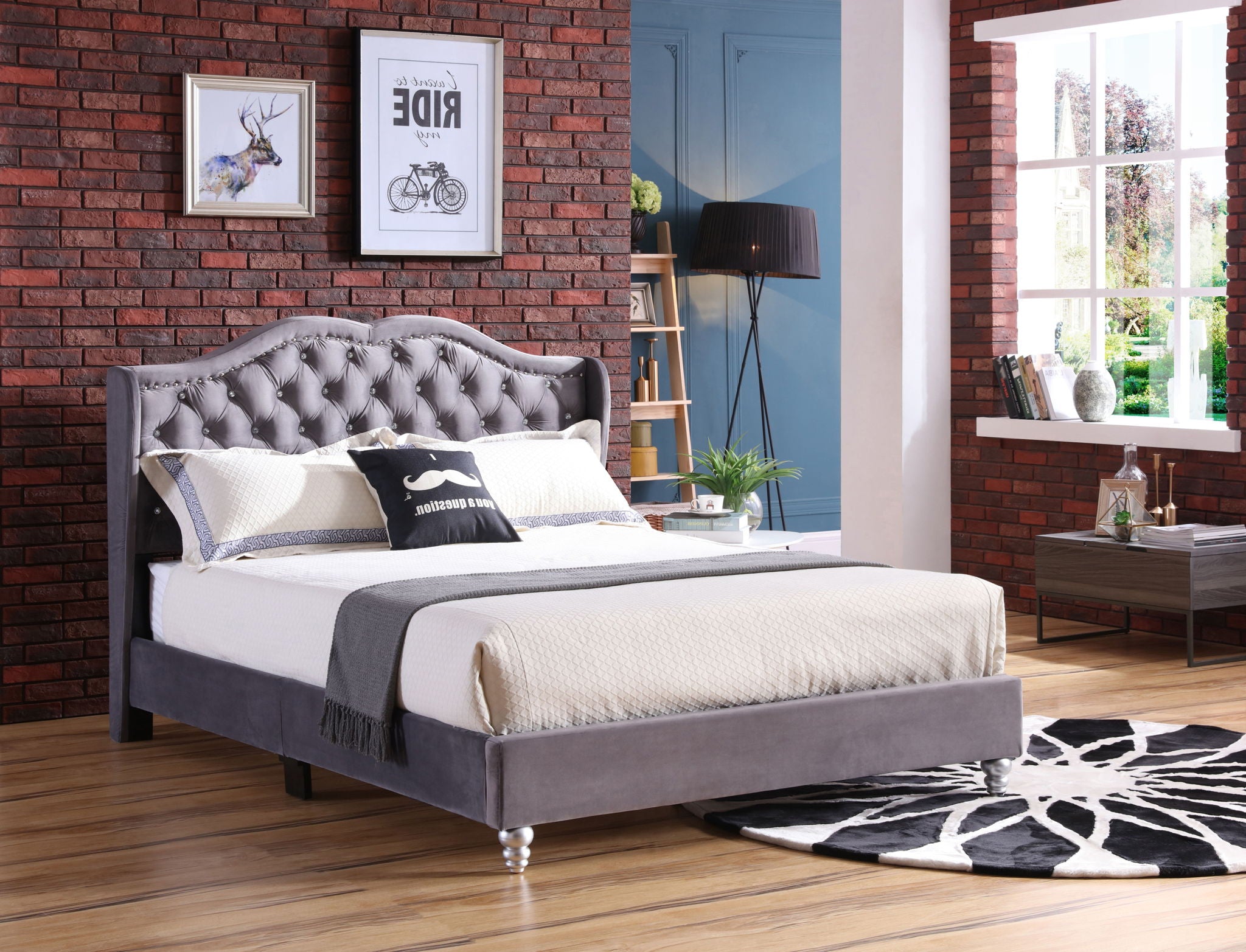 Upholstered Velvet Bed Transitional - Best Buy Furniture