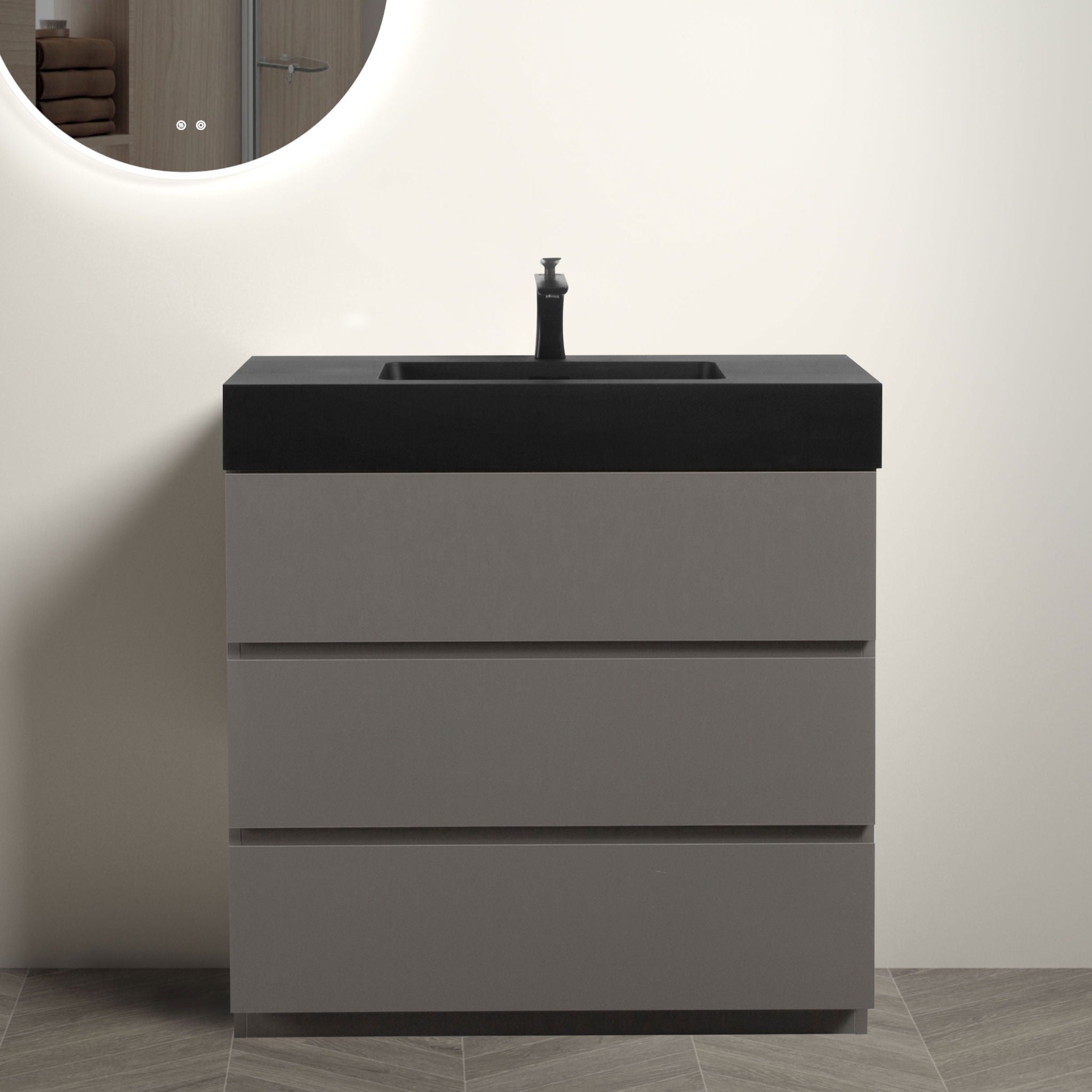 Alice - Bathroom Vanity With Sink, Large Storage Freestanding Bathroom Vanity For Modern Bathroom, One-Piece Sink Basin Without Drain And Faucet - Best Buy Furniture