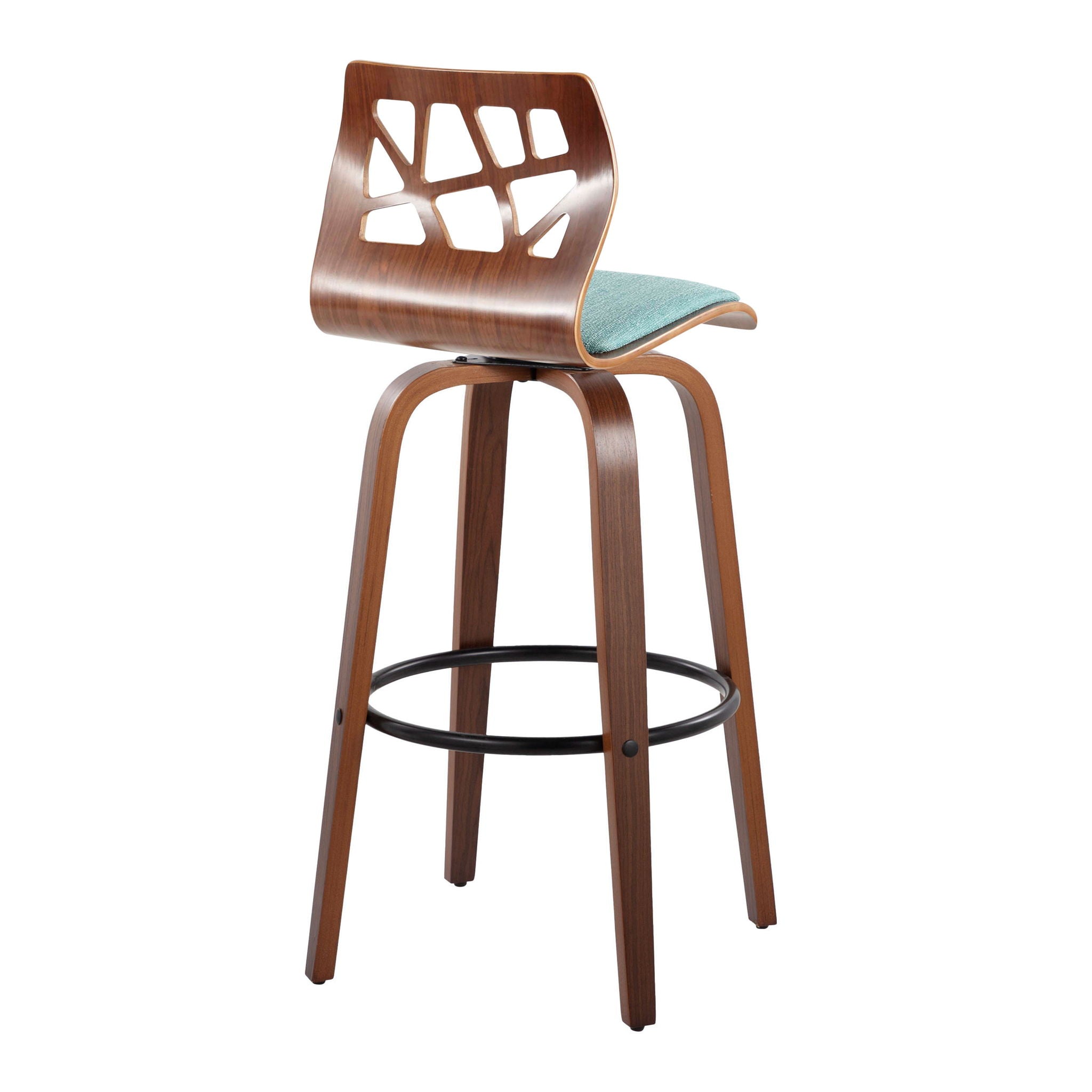Folia - Mid Century Modern Fixed Height Barstool With Swivel With Round Footrest (Set of 2) - Best Buy Furniture