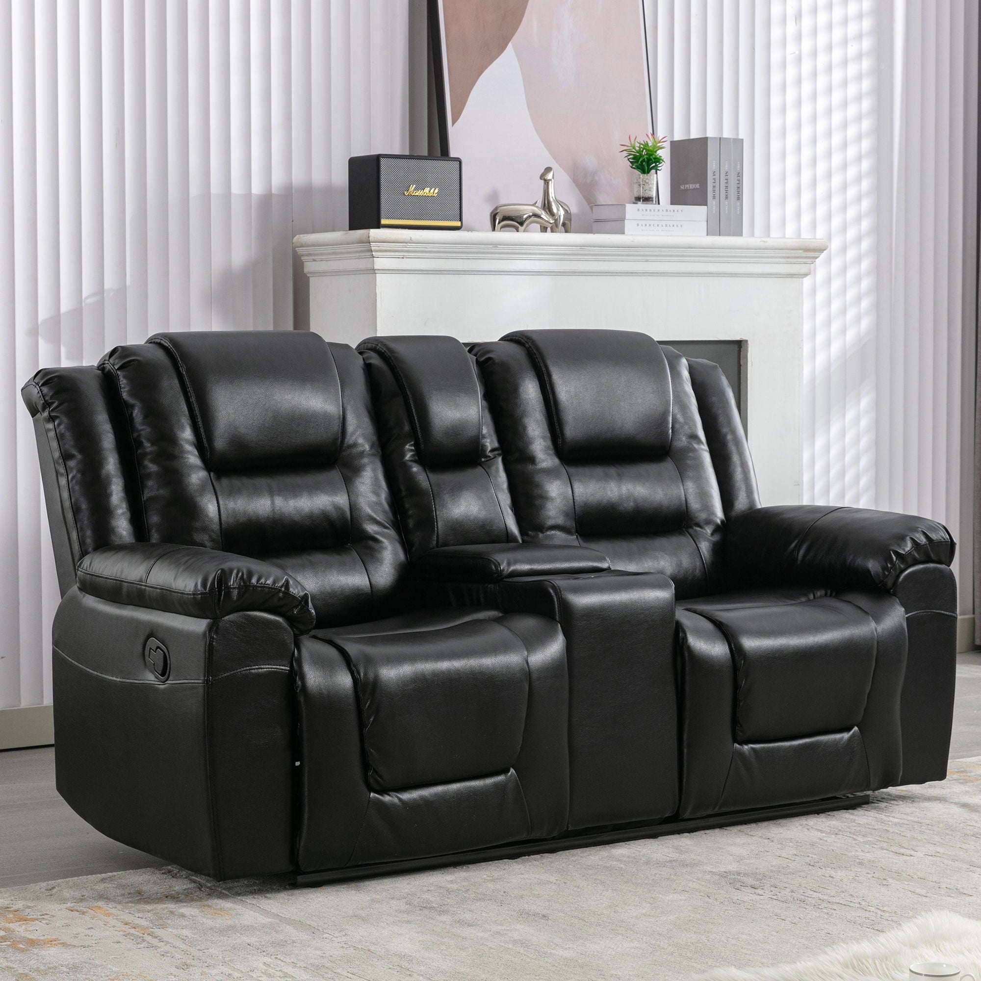 2 Seater Home Theater Recliner Manual Recliner Chair With A Storage Box And Two Cup Holders For Living Room - Best Buy Furniture