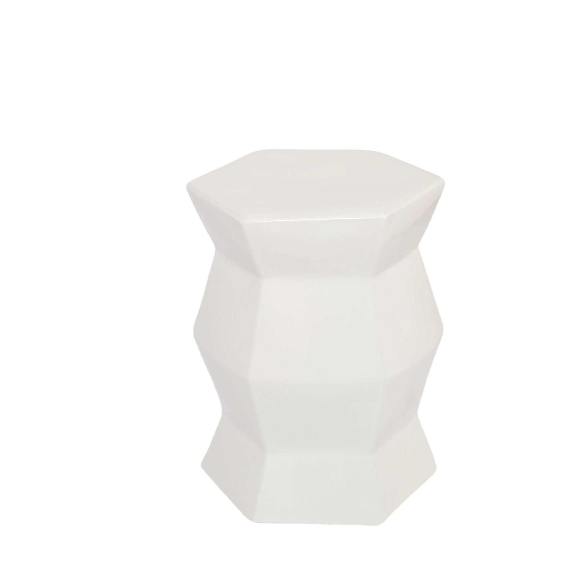 Contemporary Ceramic Drum Stool Indoor / Outdoor Side Table Glazed Accent Garden Stool - White - Best Buy Furniture