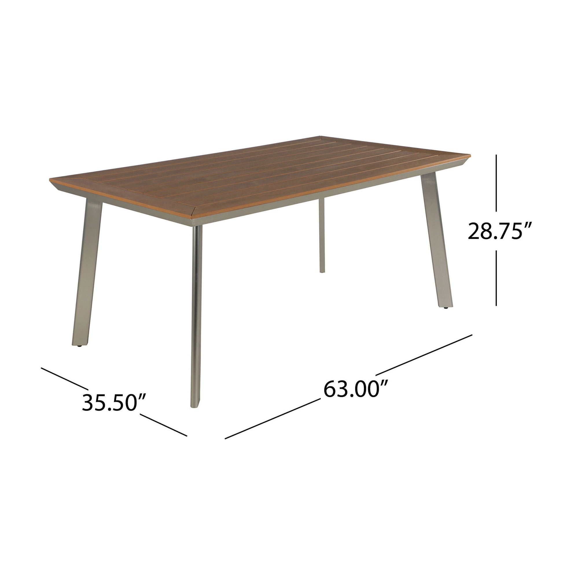 Outdoor Dining Table With Eucalyptus Wood Topped - Silver - Best Buy Furniture