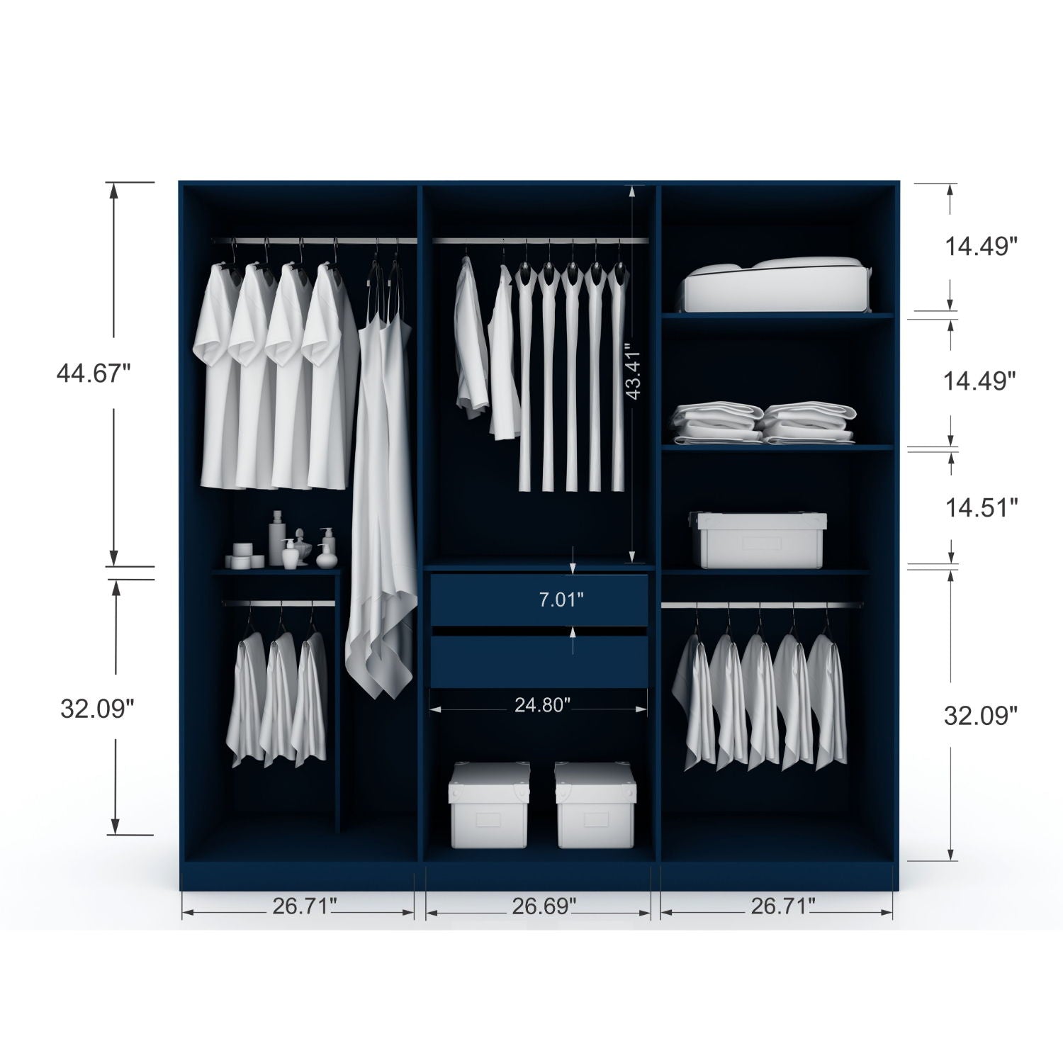 Gramercy - Free Standing Wardrobe Closet With Drawers And Shelves