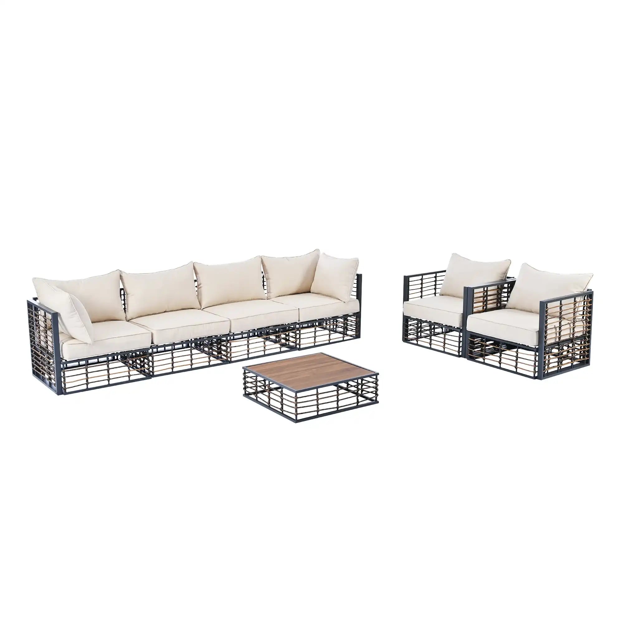 TOPMAX Modern 7-Piece Outdoor Modular Sectional Sofa Set - Best Buy Furniture