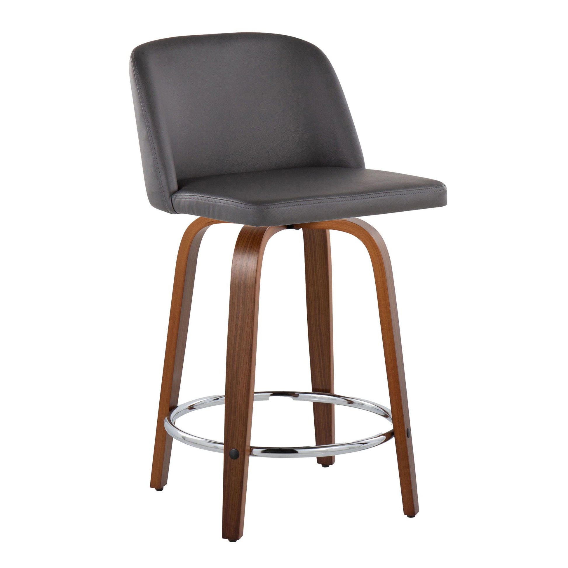 Toriano - Mid Century Modern Fixed Height Counter Stool With Swivel With Round Footrest (Set of 2) - Best Buy Furniture