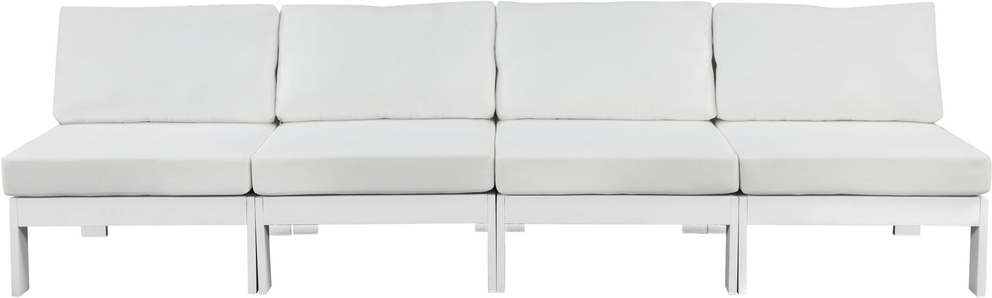 Nizuc - Outdoor Patio 4 Seat Armless Modular Sofa With White Frame - Best Buy Furniture