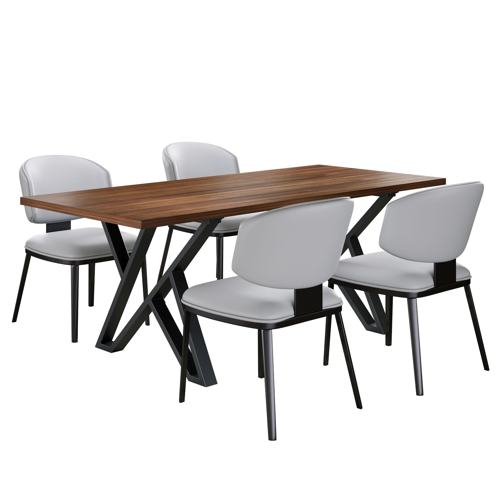 5 Pieces Modern Faux Leather And Metal Dining Set - Best Buy Furniture