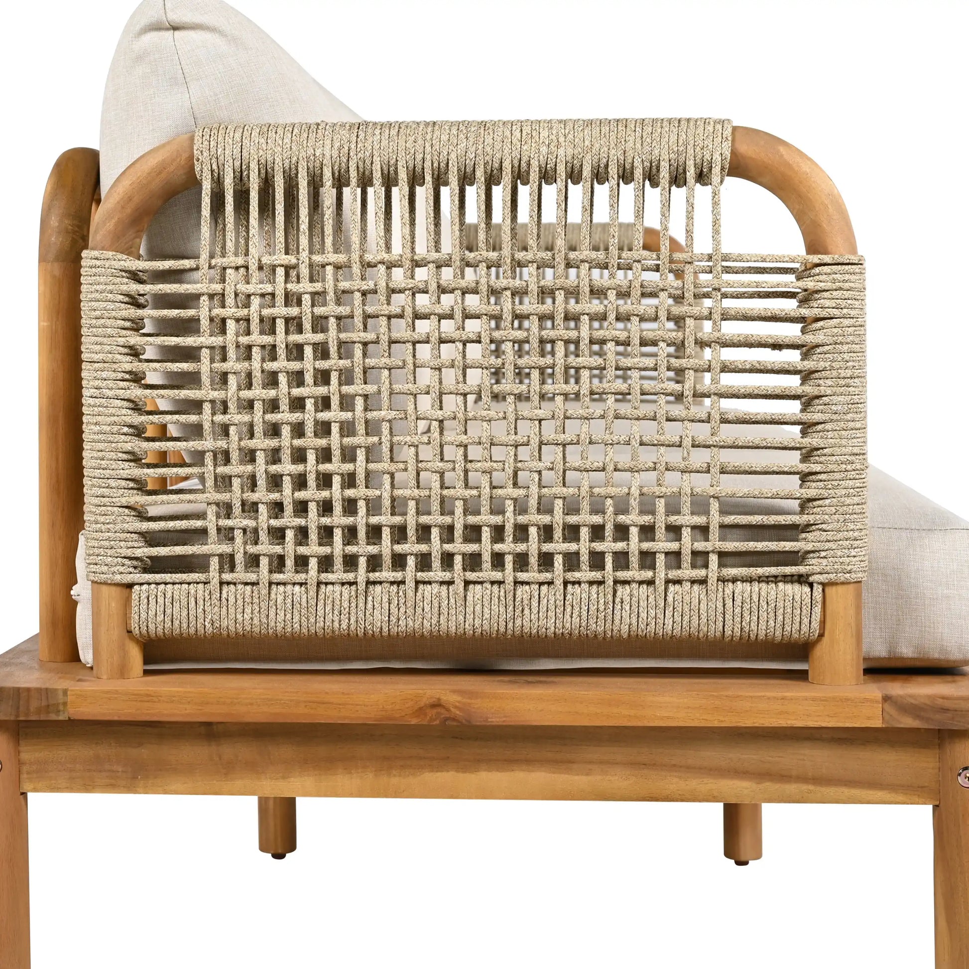 Outdoor 3-piece Acacia Wood and Rope Patio Sofa Set - Best Buy Furniture