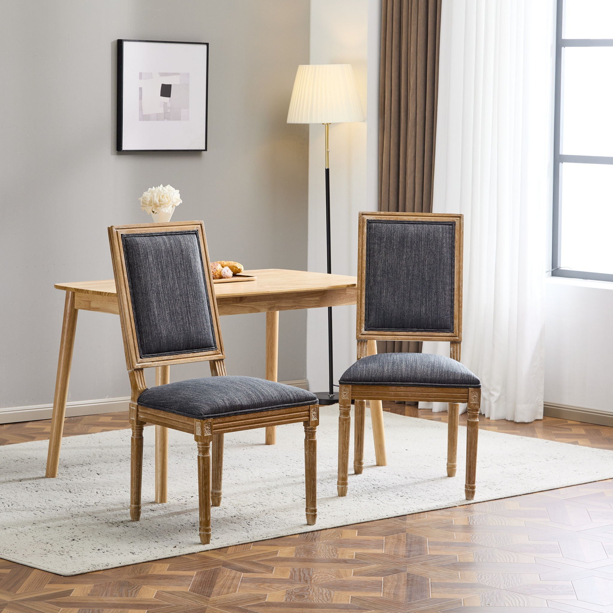 French Country Style Dining Chair With Upholstered Seating And Fluted Legs - Best Buy Furniture