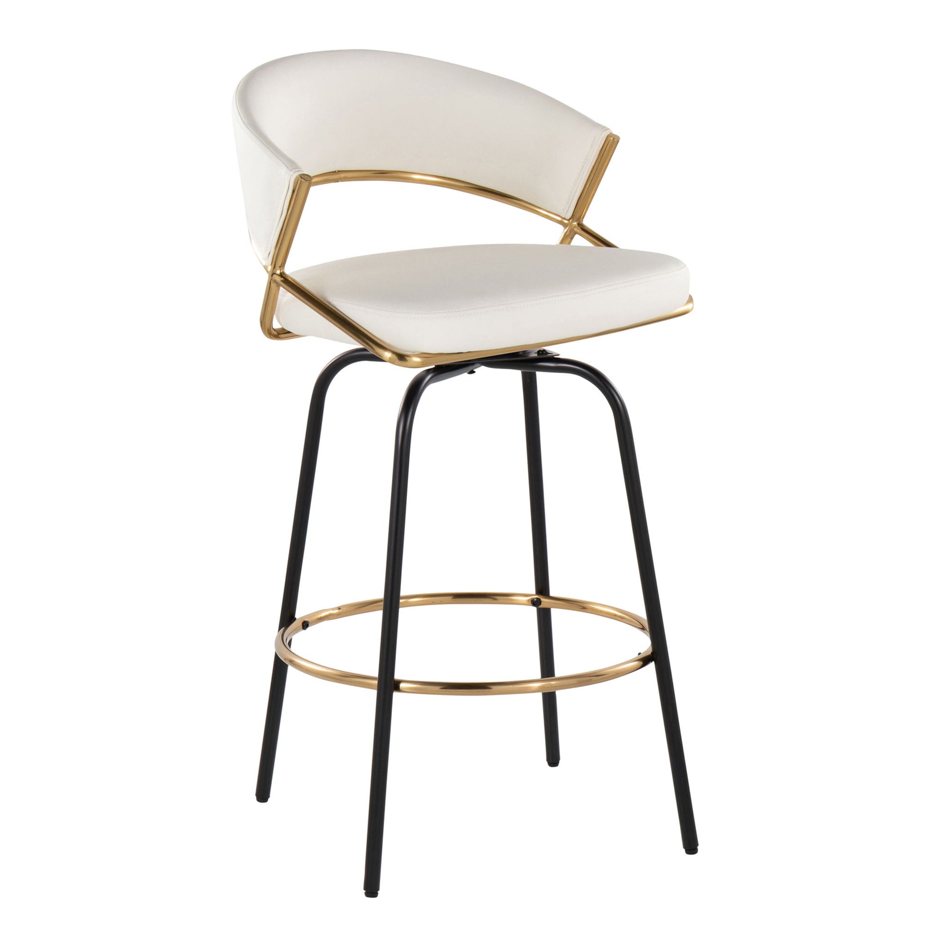 Jie - Fixed Height Contemporary Counter Stool With Swivel Round Footrest (Set of 2) - Best Buy Furniture