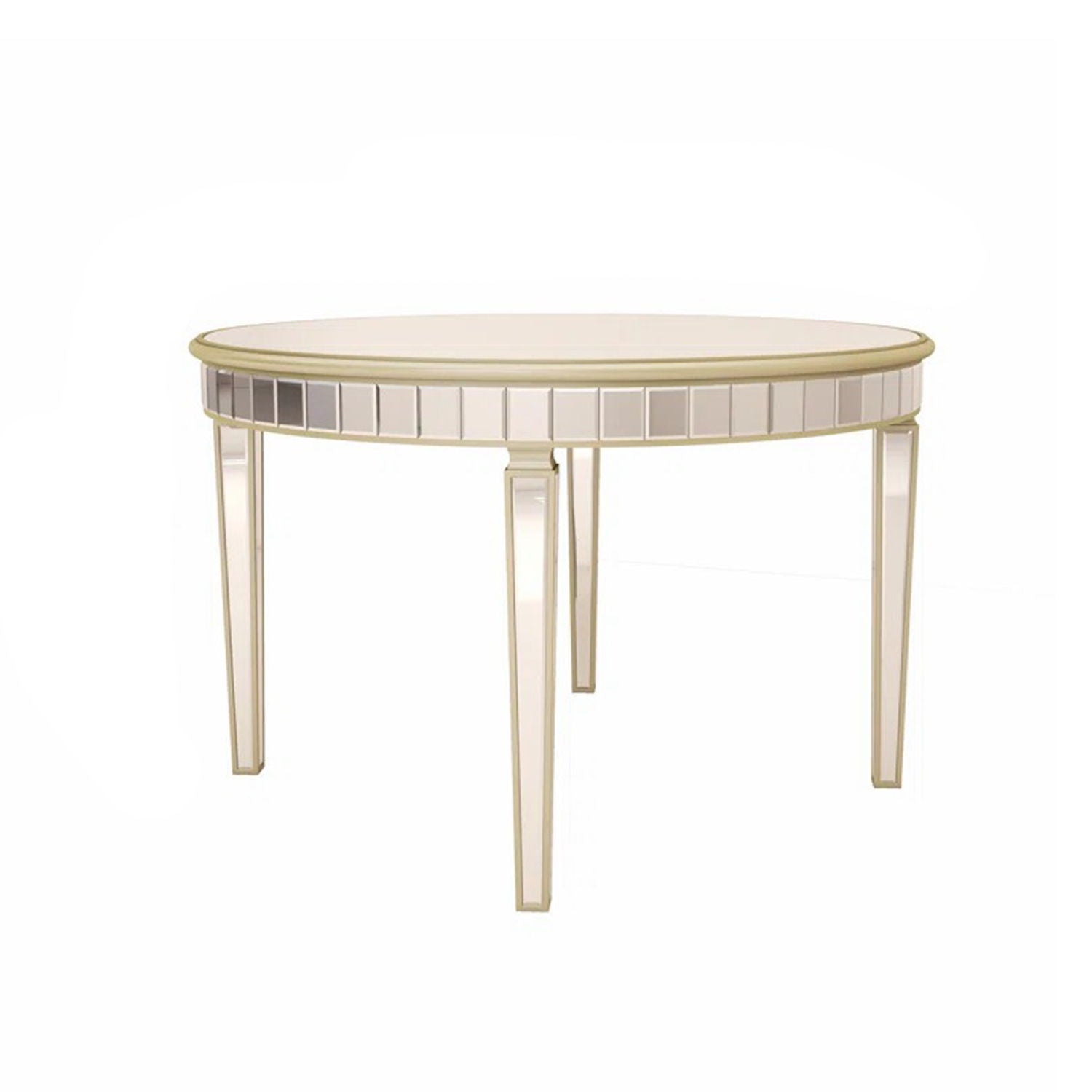 Round Glass Dining Table With Mirror Top - Silver - Best Buy Furniture