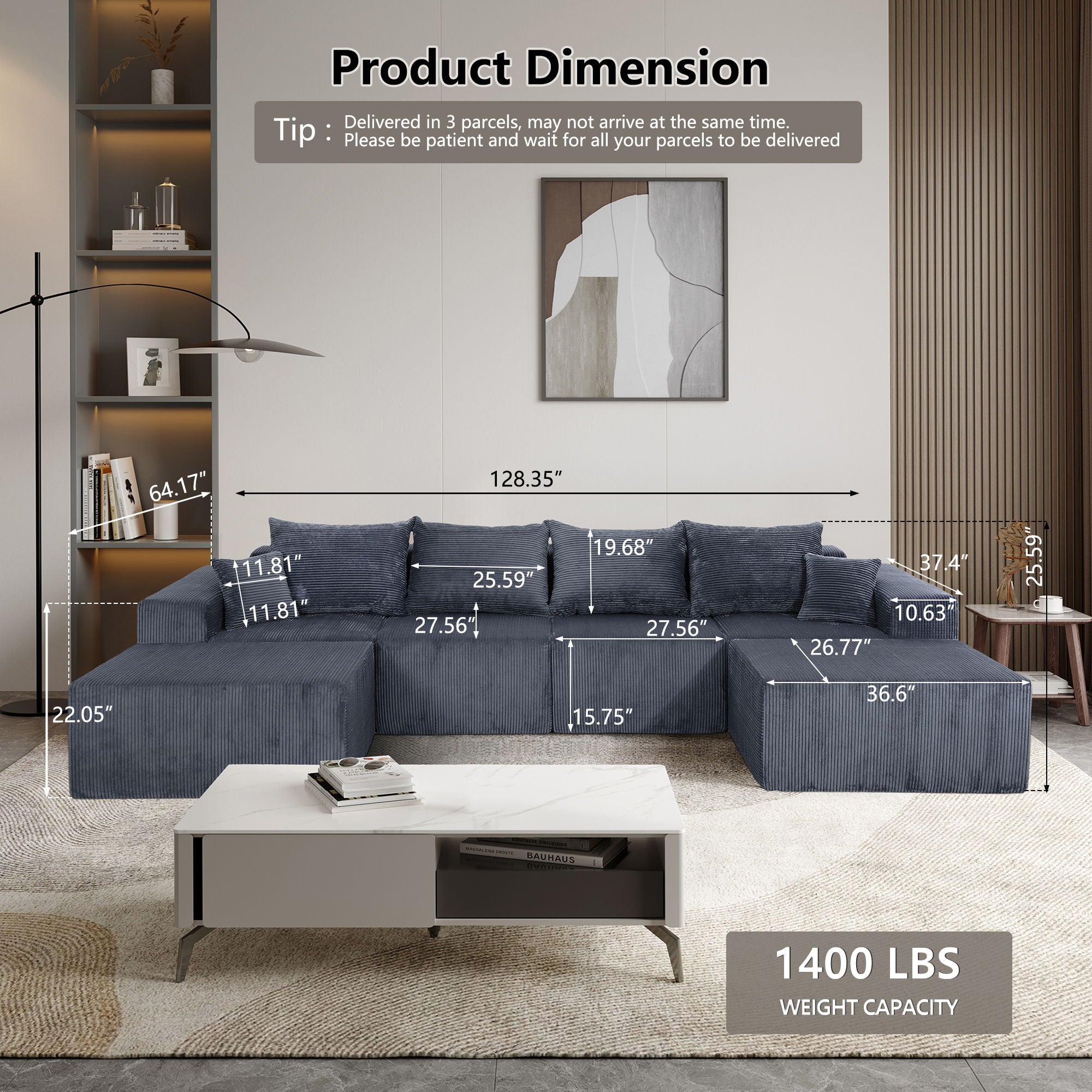 Modular Sectional Sofa, Convertible Couch With Chaise Corduroy - Best Buy Furniture