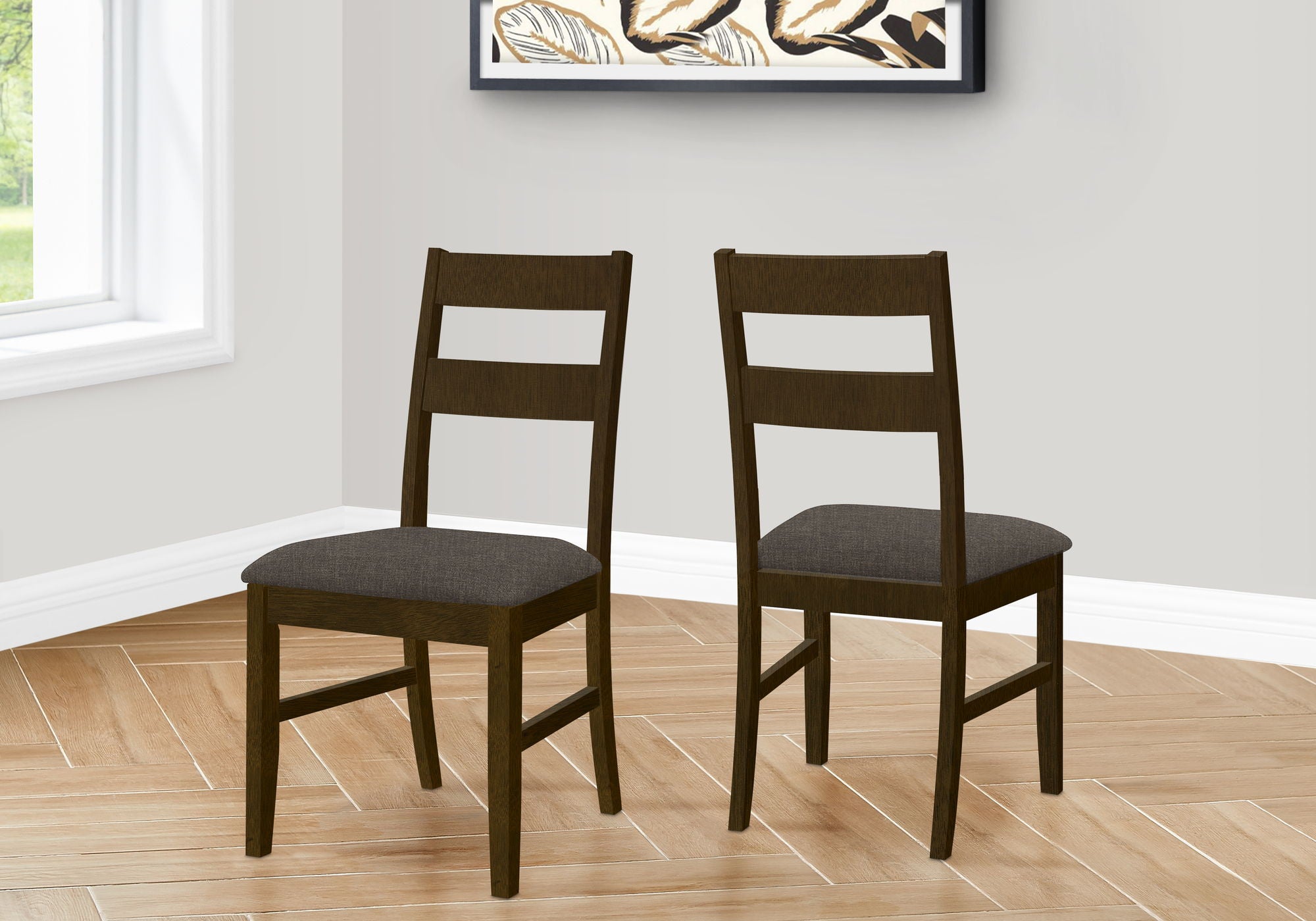 Dining Chair, Upholstered, Side, Dining Room, Transitional (Set of 2) - Brown - Best Buy Furniture