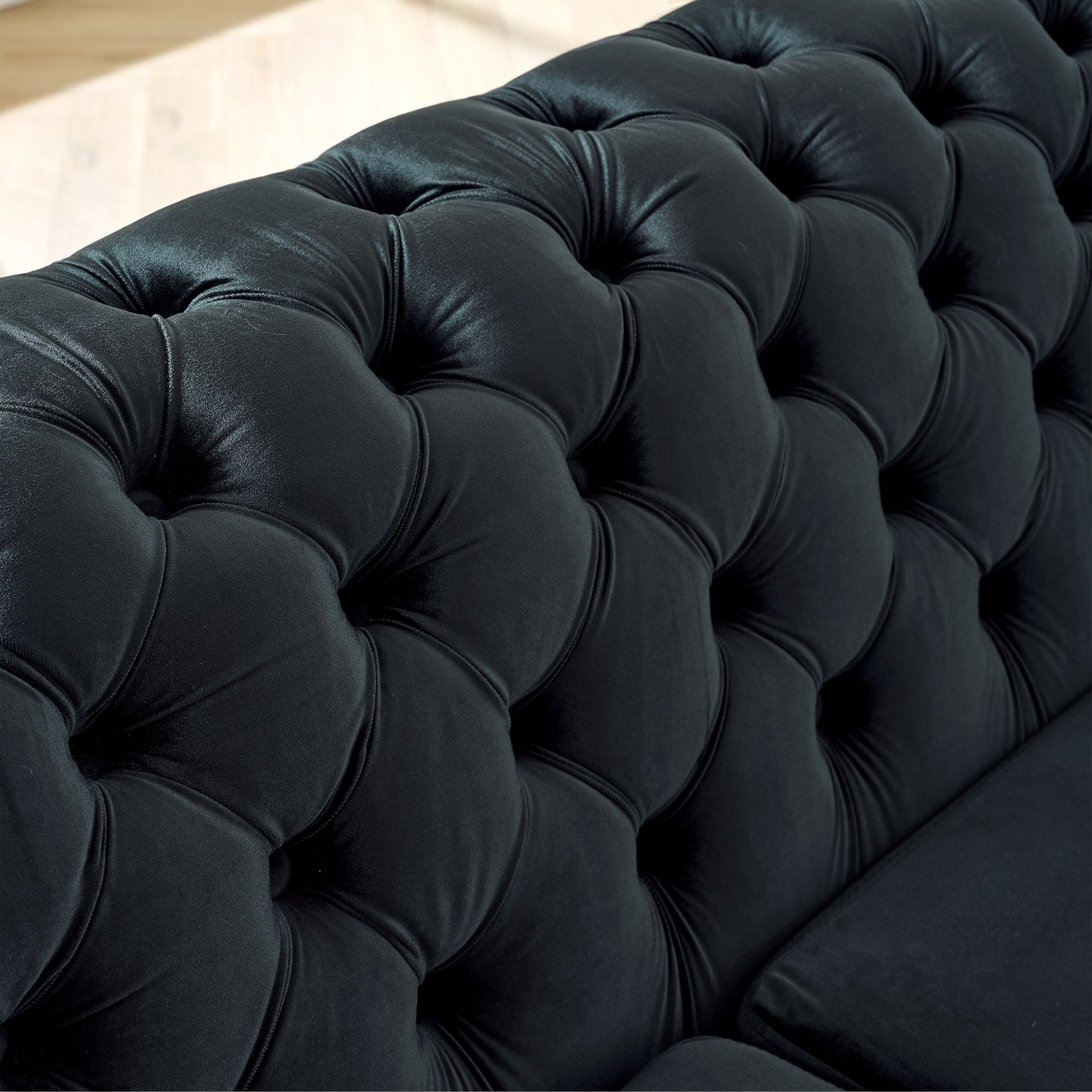 L Shaped Chesterfield Sectional Sofa With Stainless Steel Accents - Best Buy Furniture