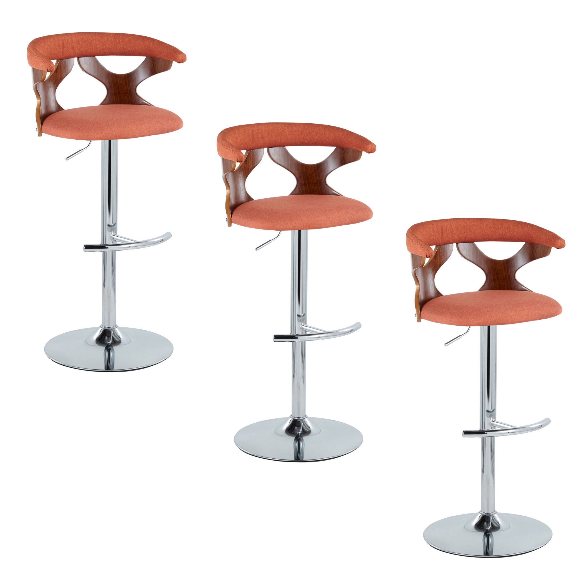 Gardenia - Mid Century Modern Adjustable Barstool With Swivel With Rounded T Footrest (Set of 2) - Best Buy Furniture