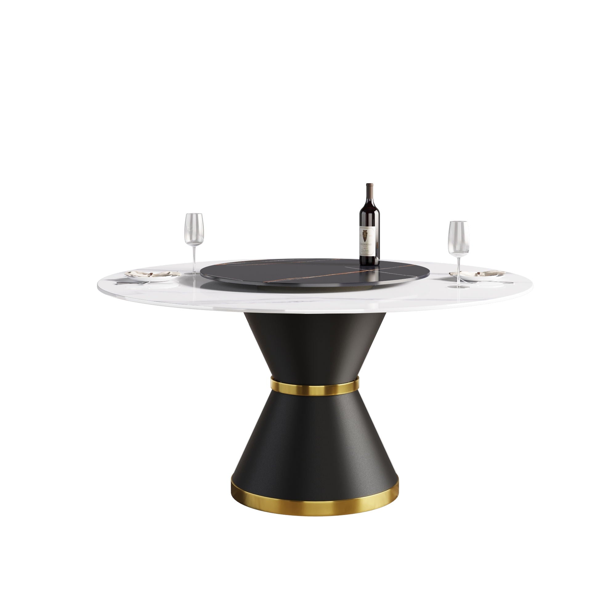 Modern Artificial Stone Round Carbon Steel Base Dining Table, Artificial Stone Turntable - Best Buy Furniture
