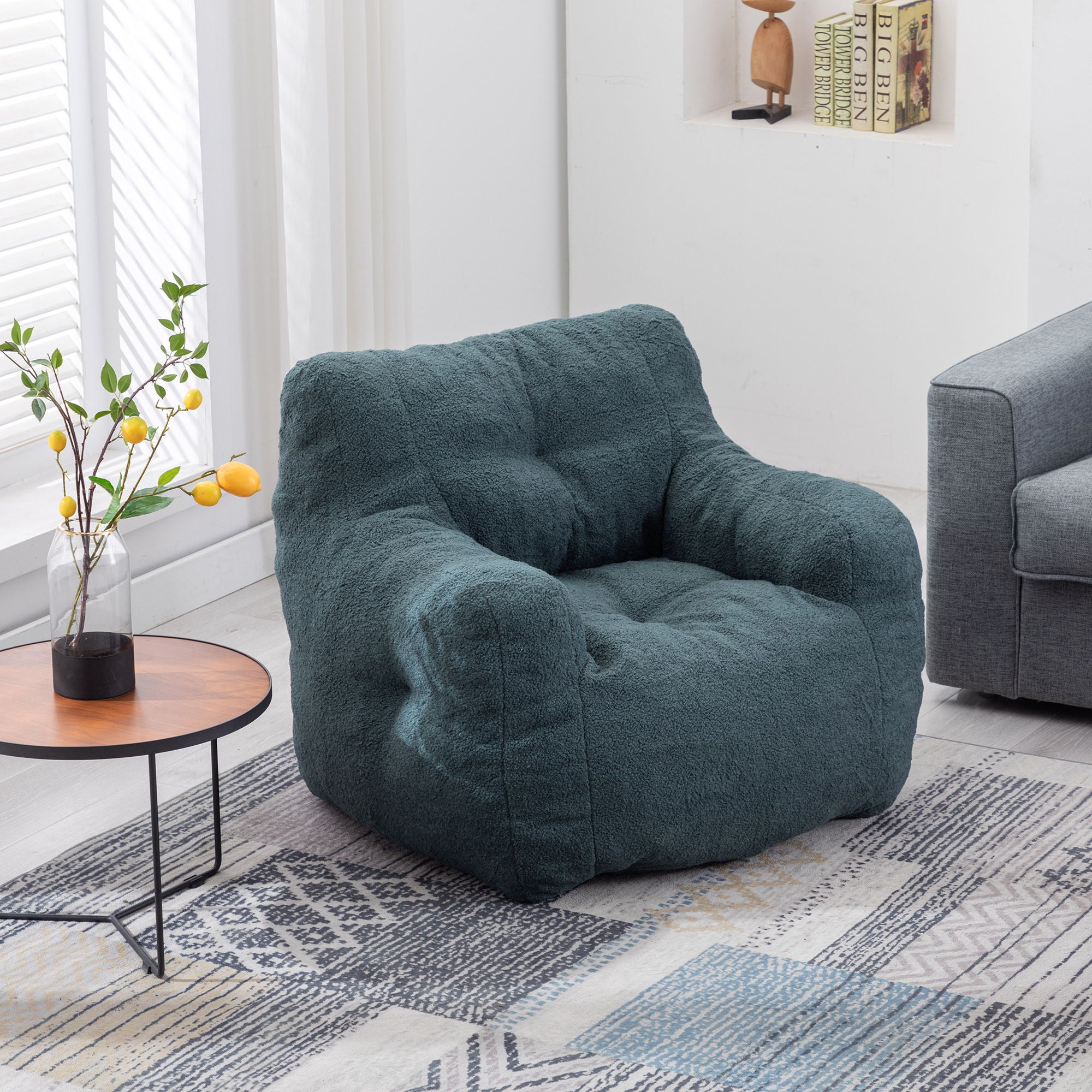 Soft Teddy Fabric Tufted Foam Bean Bag Chair With Teddy Fabric - Best Buy Furniture
