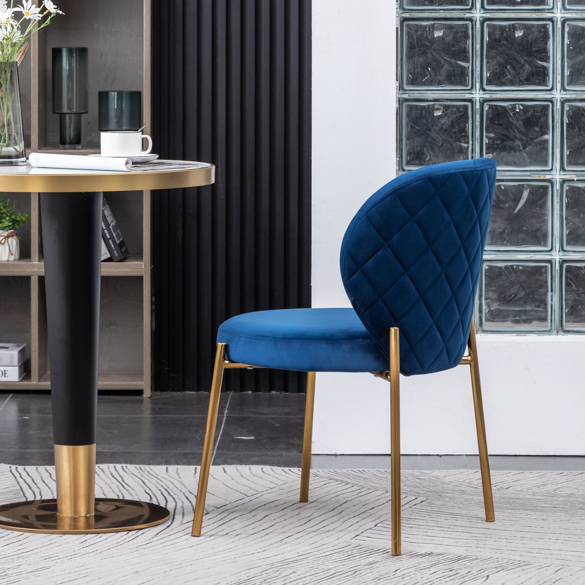 Amoa - Contemporary Velvet Upholstery Dining Chair - Blue - Best Buy Furniture