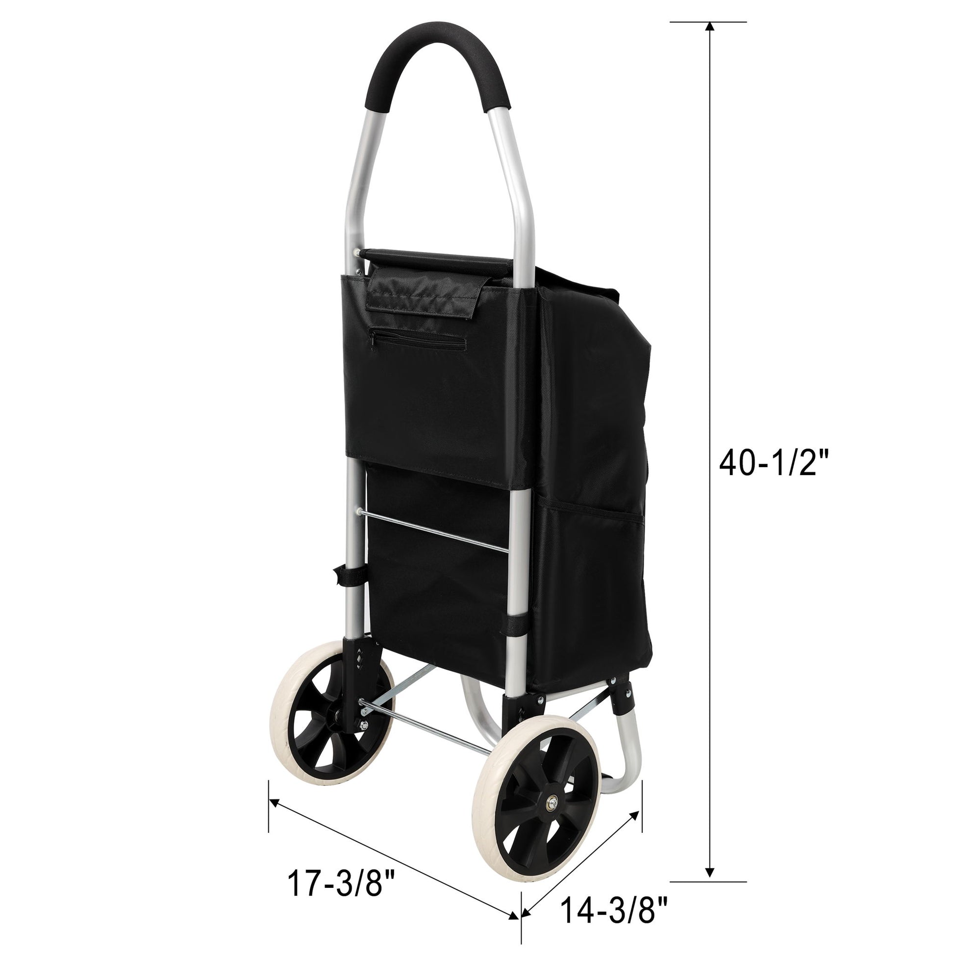 Foldable Shopping Trolley With Wheels And Removable Waterproof Bag - Black - Best Buy Furniture