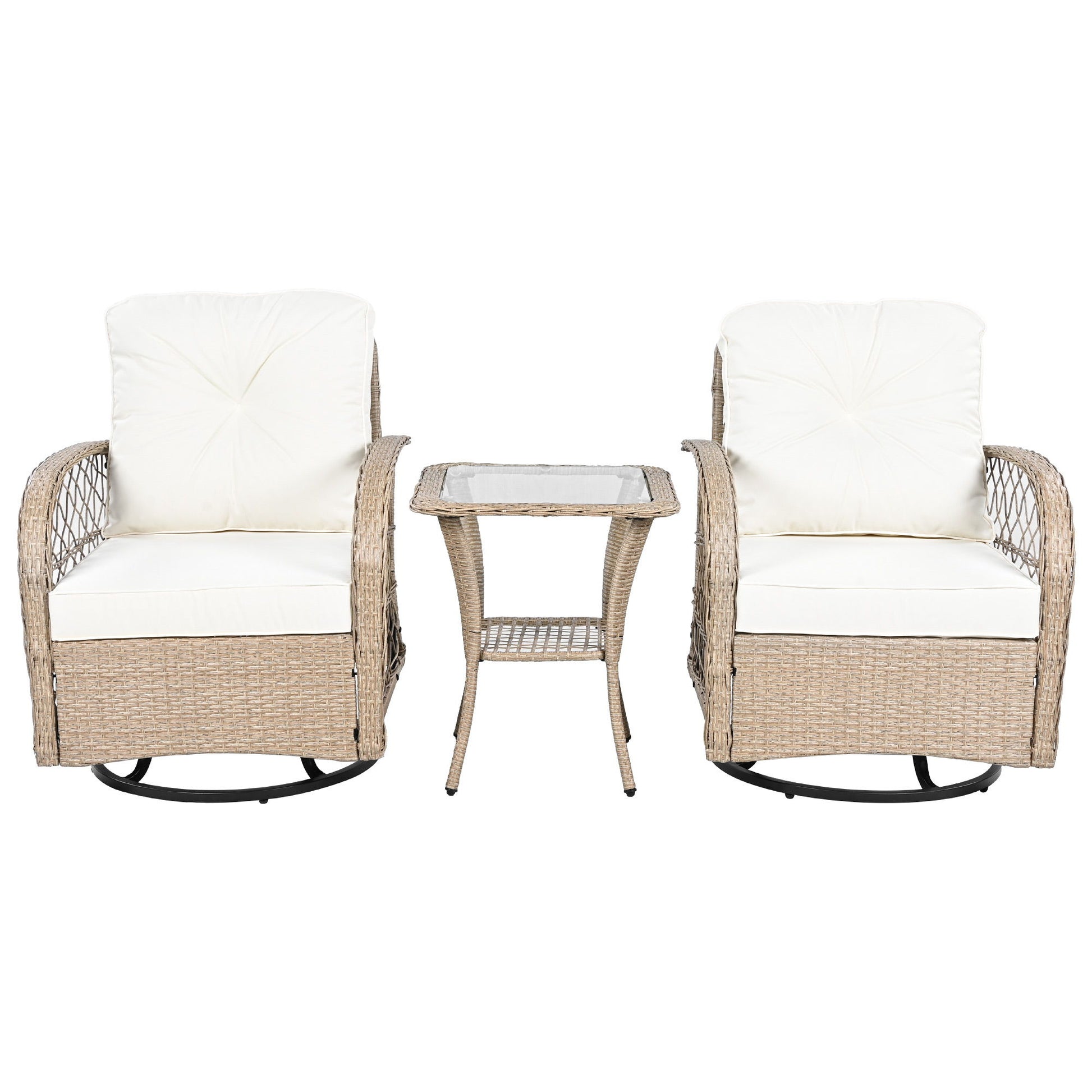 3 Piece Outdoor Chair & Table Set Chat Set, 2 Person Rattan Seating Group - Best Buy Furniture
