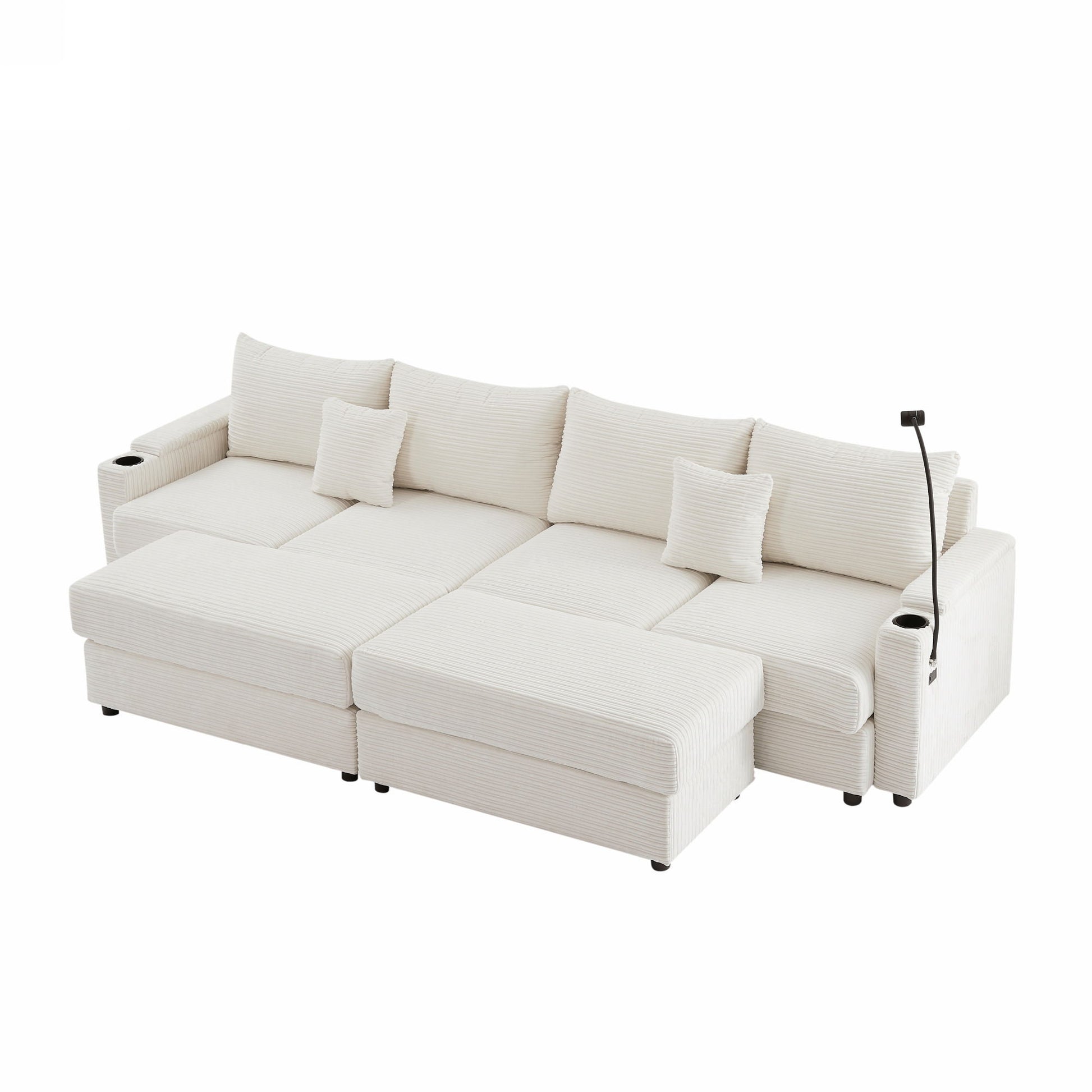 Modern Style Loveseat Sofa Sectional Sofa Couch With Storage Space, A Movable Ottoman, Two USB Ports, Two Cup Holders, A Phone Holder For Living Room - Best Buy Furniture