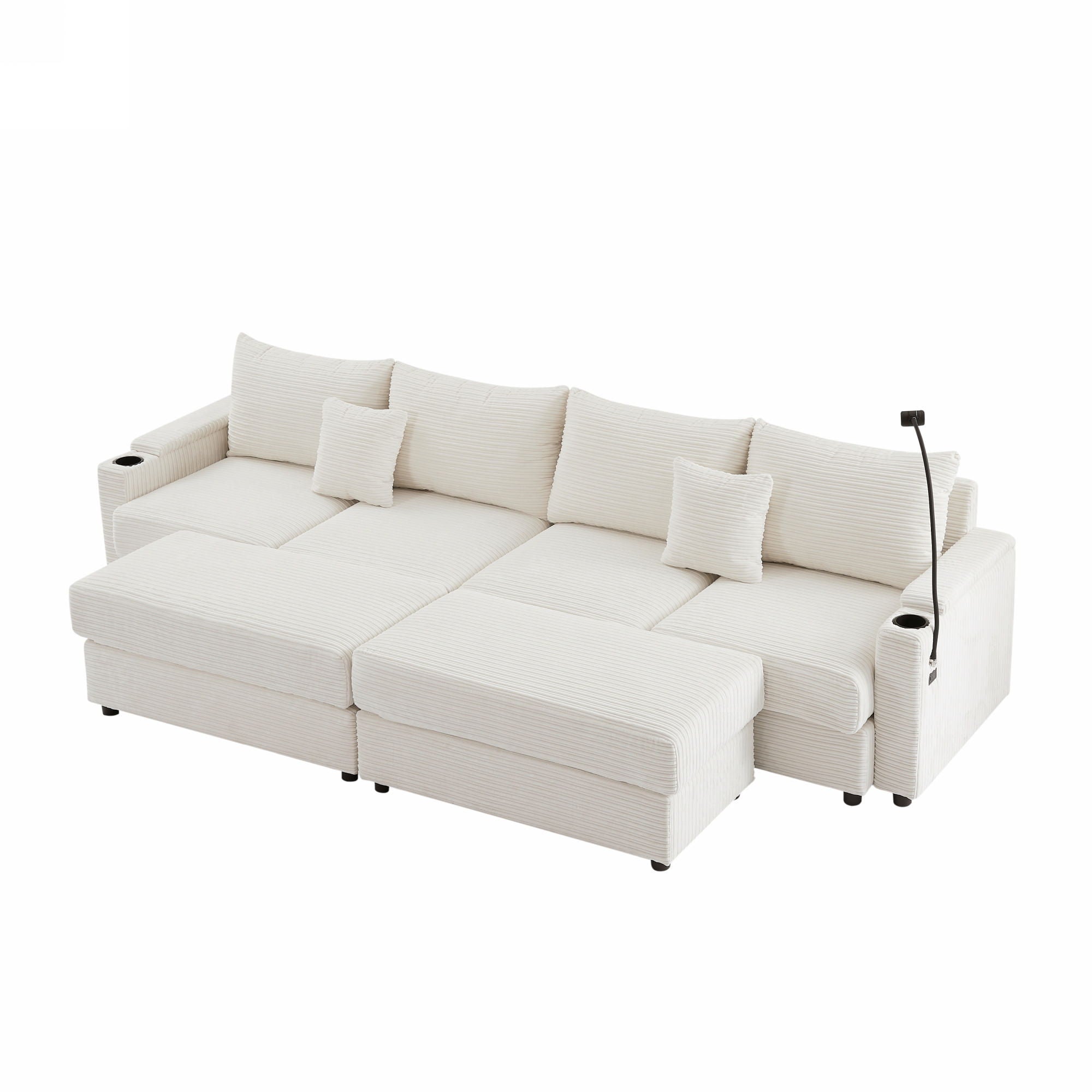Modern Style Loveseat Sofa Sectional Sofa Couch With Storage Space, A Movable Ottoman, Two USB Ports, Two Cup Holders, A Phone Holder For Living Room - Best Buy Furniture