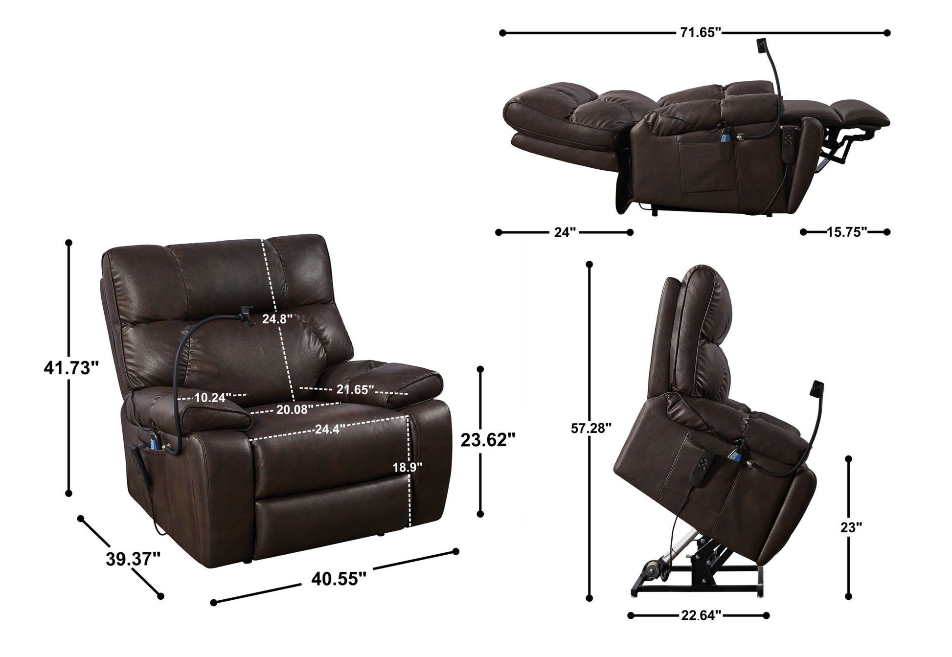 Recliner Chair With Phone Holder, Electric Power Lift Recliner Chair With 2 Motors Massage And Heat For Elderly, 3 Positions, 2 Side Pockets, Cup Holders - Best Buy Furniture