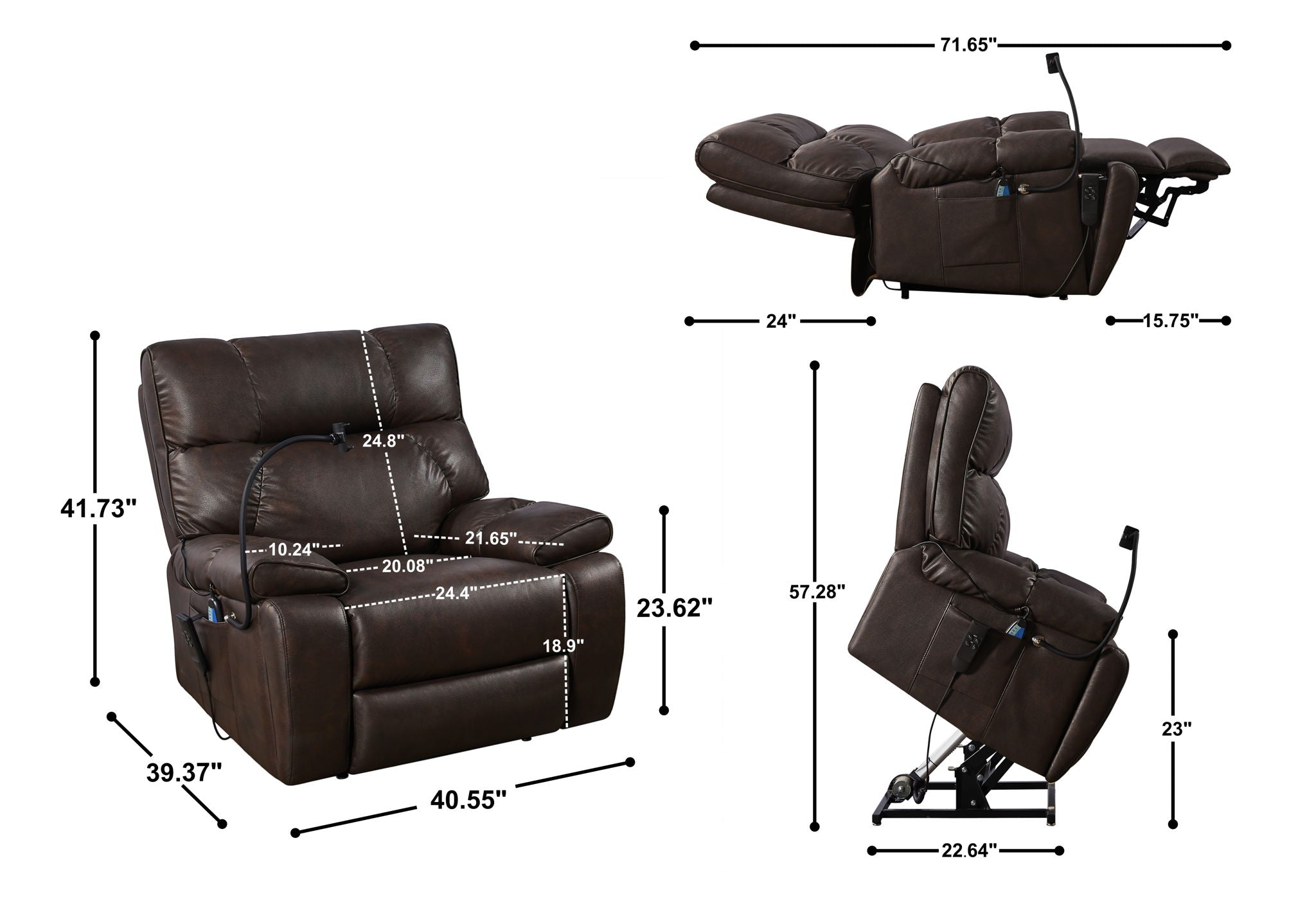 Recliner Chair With Phone Holder, Electric Power Lift Recliner Chair With 2 Motors Massage And Heat For Elderly, 3 Positions, 2 Side Pockets, Cup Holders - Best Buy Furniture