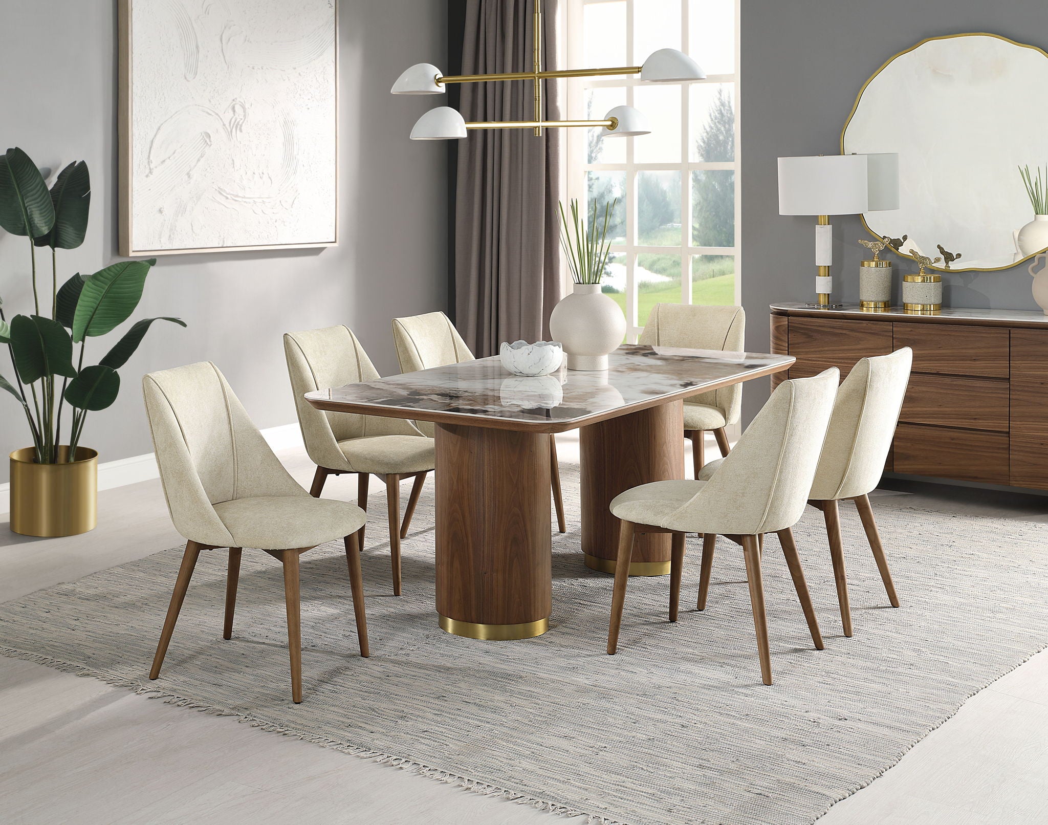 Willene - Ceramic Top Dining Table - Walnut - Best Buy Furniture