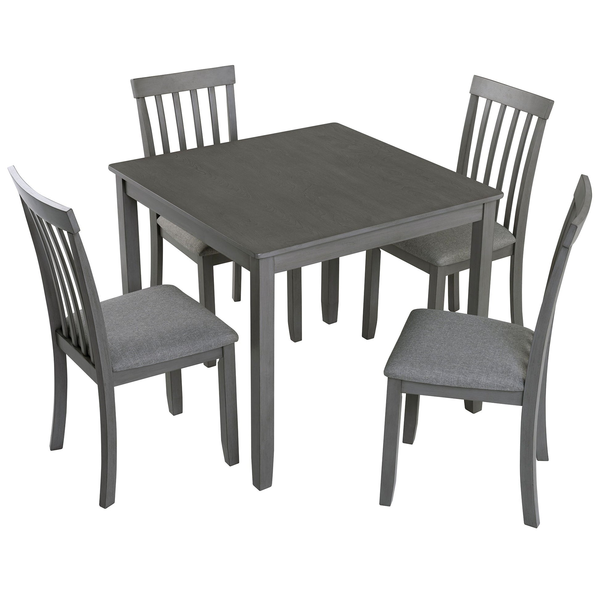 5 Piece Modern Dining Set, Square Wooden Dining Table With 4 Upholstered Chairs For Kitchen, Dining Room - Gray - Best Buy Furniture