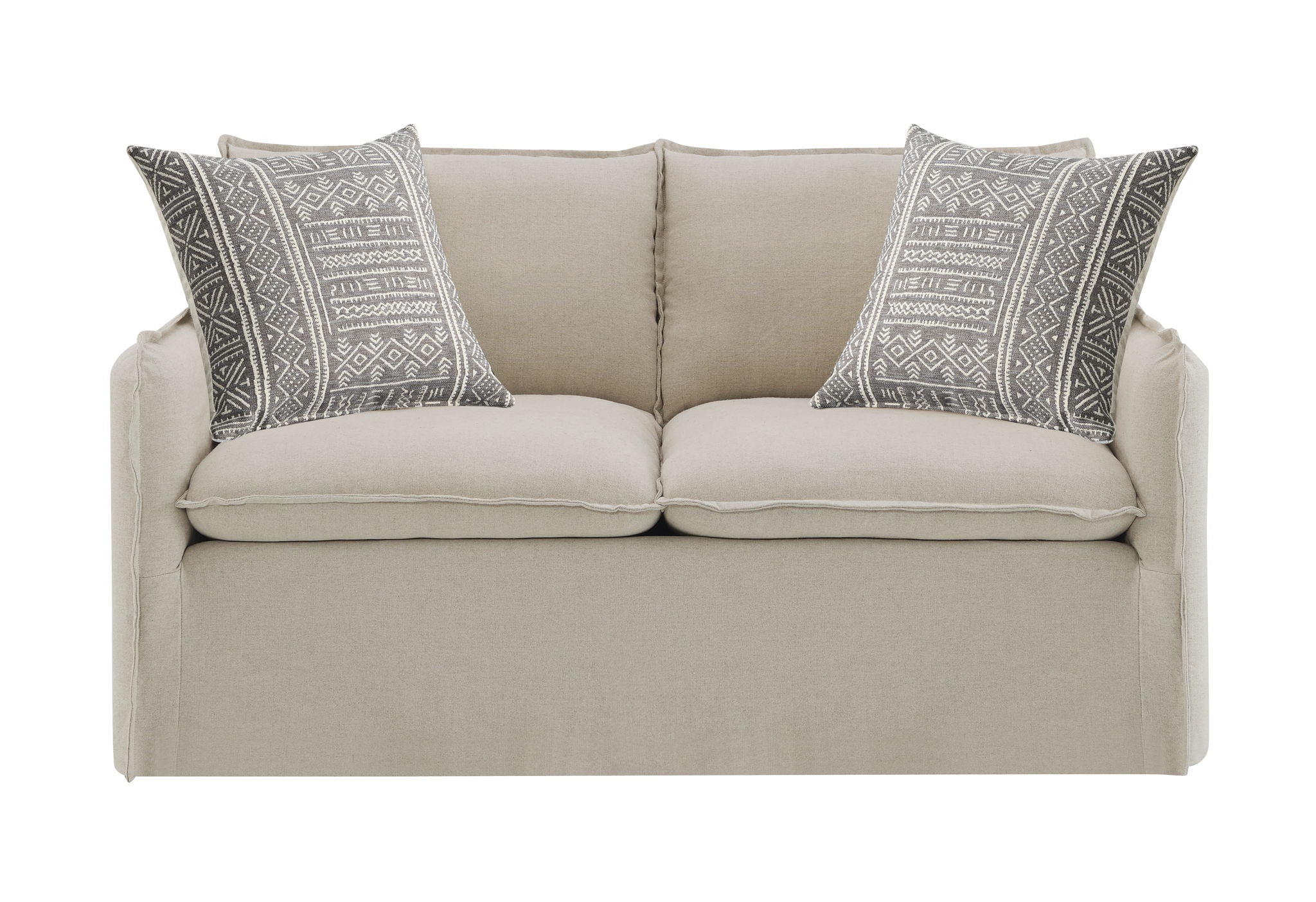 Upendo - Pattern Linen Loveseat With 2 Toss Pillows - Beige - Best Buy Furniture