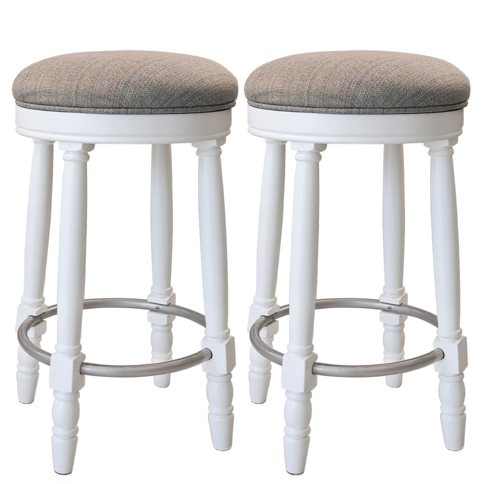 360° Swivel Wooden Barstools With Upholstered Seat, Counter Height (Set of 2) - Best Buy Furniture