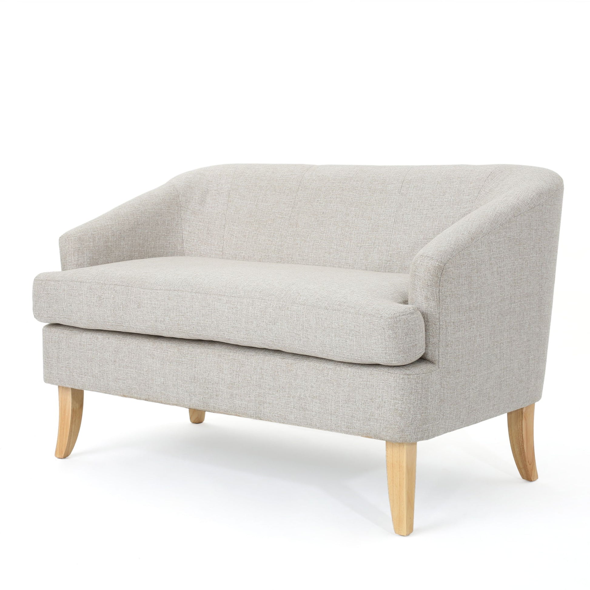 Mid Century Modern Loveseat With Polyester Upholstery And Birch Wood Frame - Beige - Best Buy Furniture