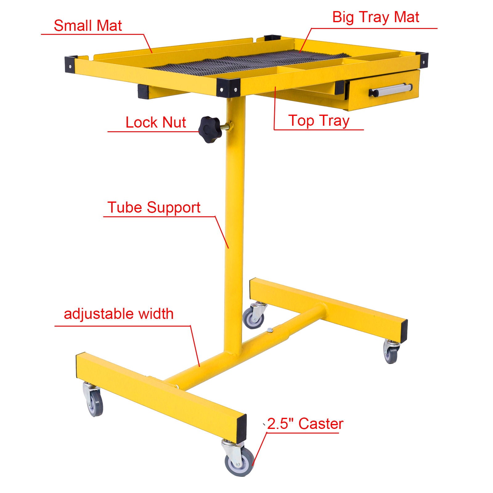Adjustable Tear Down Work Table With Drawer For Garages, Repair Shops, And Diy, Portable, (4) 2.5" Swivel Casters, 220 Pound Capacity, Rubber Corners, Heavy Duty Steel - Best Buy Furniture